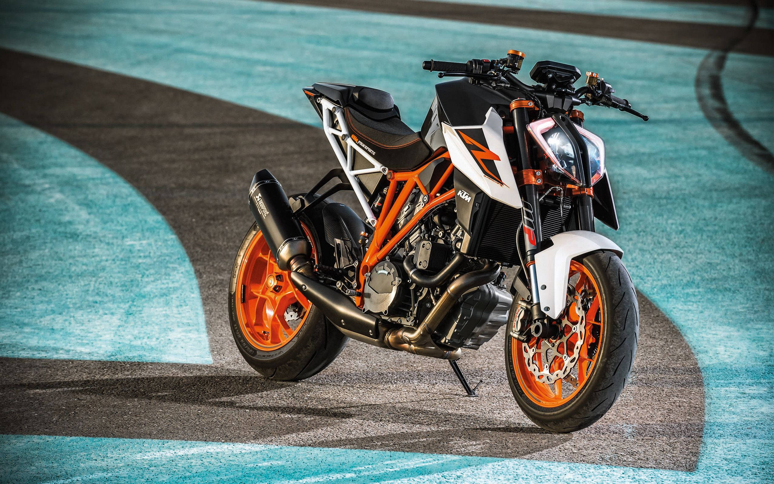 KTM Duke 390, single cylinder, orange and white, 2K Desktop Wallpaper