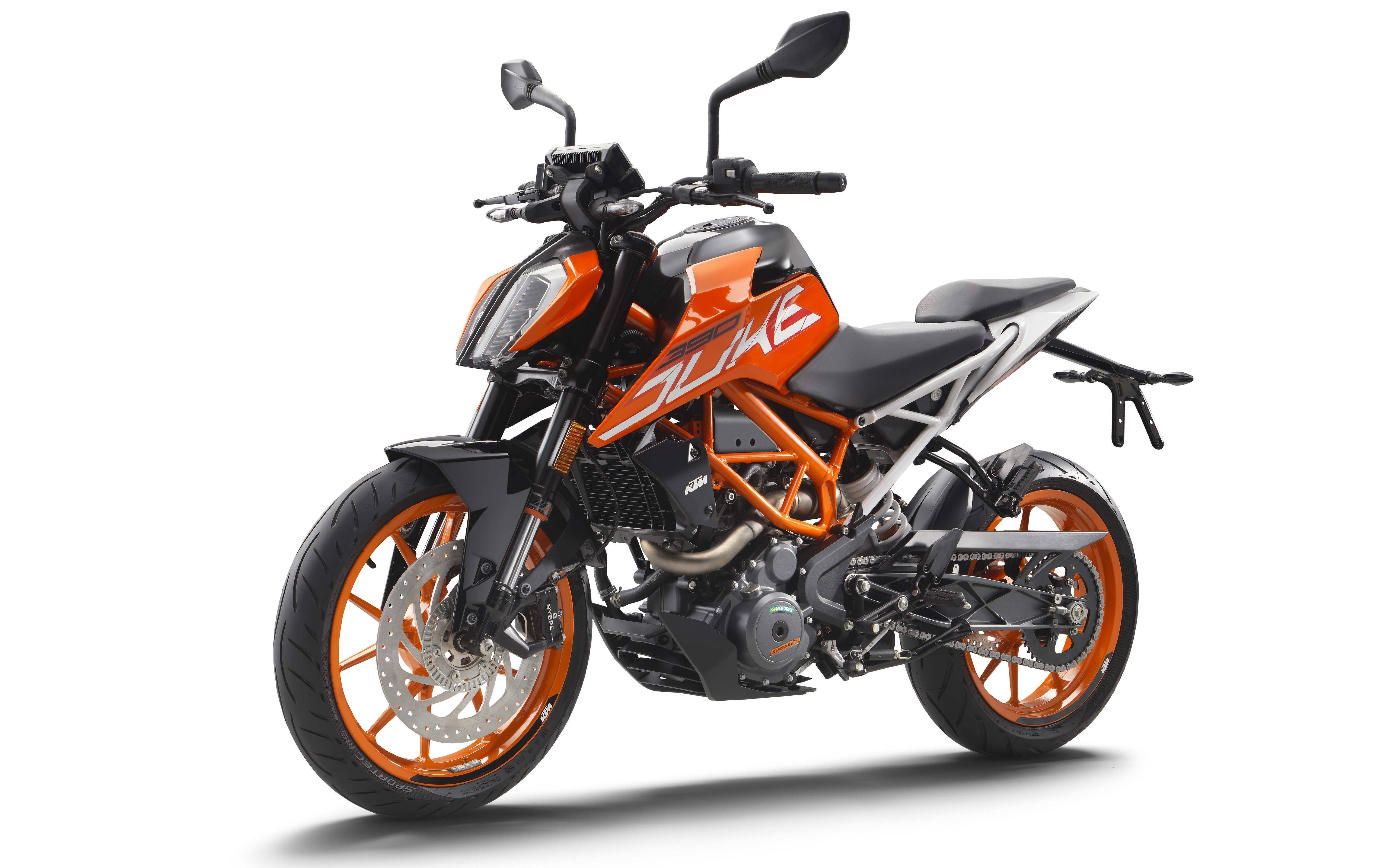 KTM Duke 390, orange and black, clean white background, 5K Desktop Wallpaper