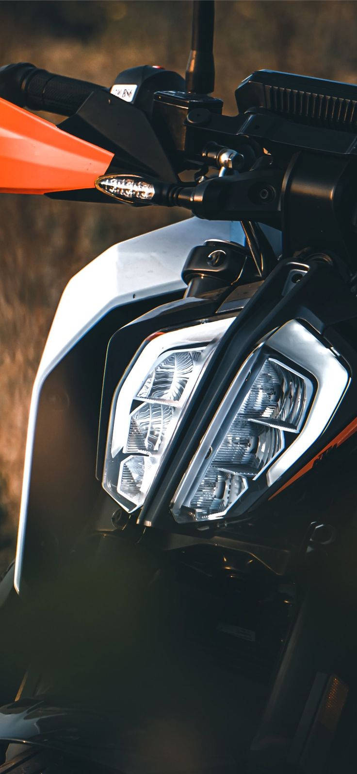 KTM, headlights, sleek black and orange motorcycle, HD Phone Wallpaper