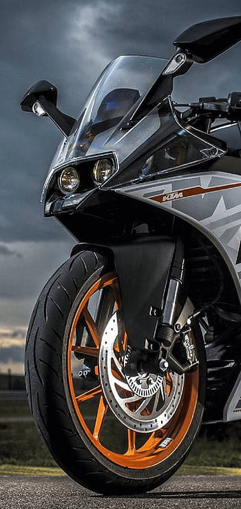 KTM, orange wheels, black accents, SD Phone Wallpaper