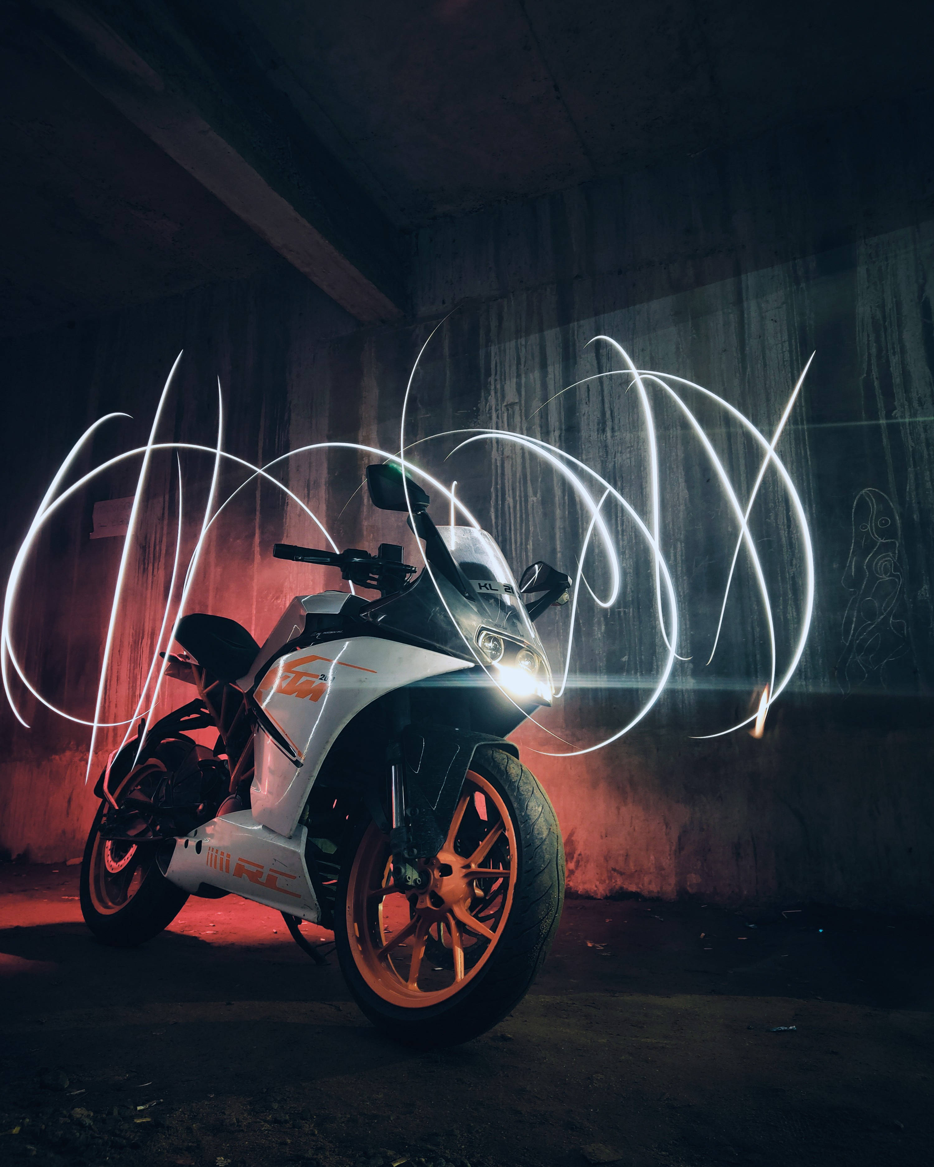 KTM RC 390, 2016, white and orange, 2K Phone Wallpaper