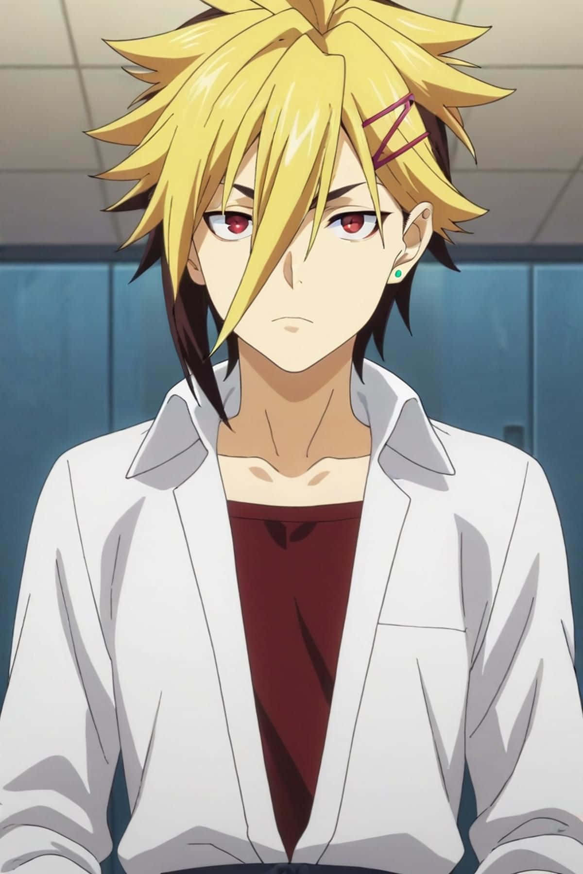 Kuga Terunori, blonde anime boy, red eyes, HD Phone Wallpaper