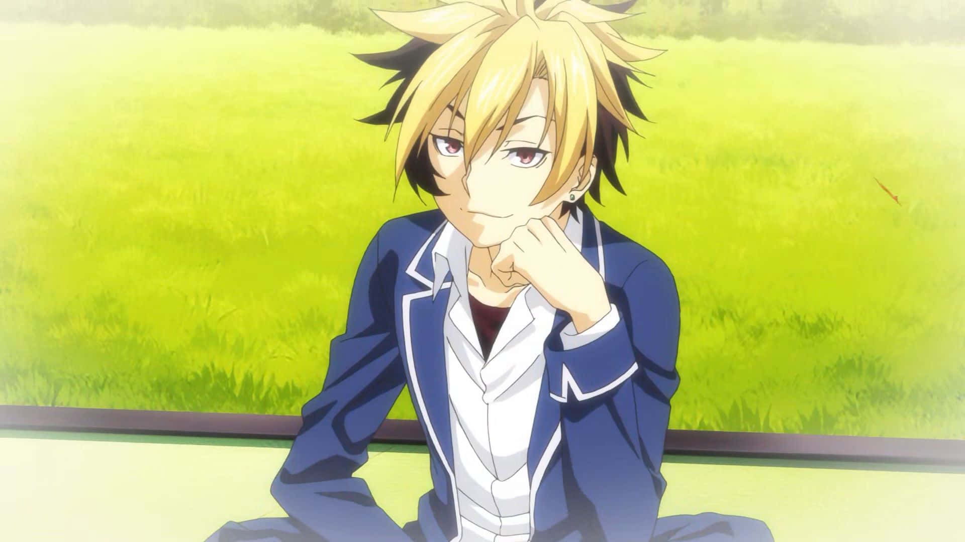 Kuga Terunori, anime boy, blue school uniform, Full HD Desktop Wallpaper