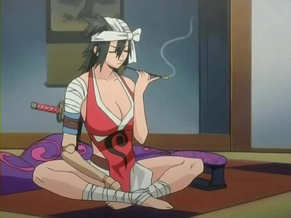 Kukaku Shiba, dark hair, white headband, SD Desktop Wallpaper