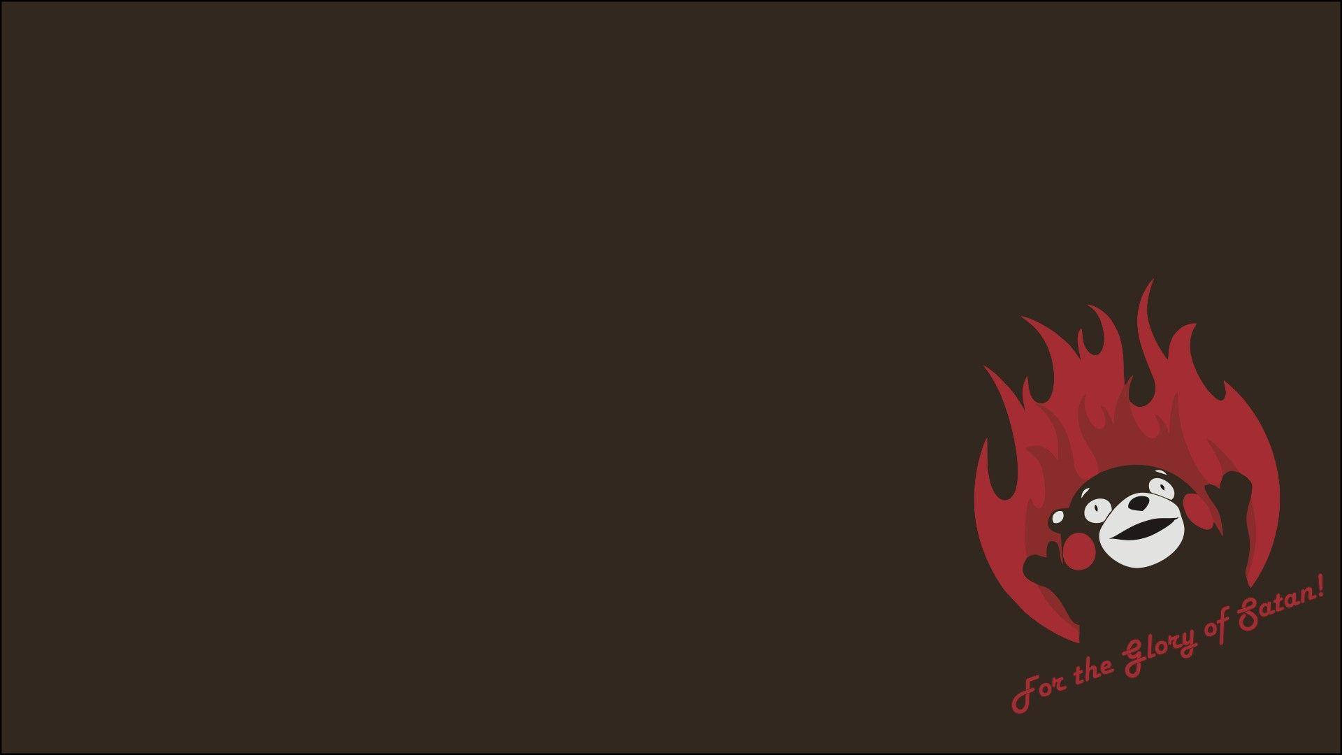 Kumamon, flames, For the Glory of Satan!, Full HD Desktop Wallpaper