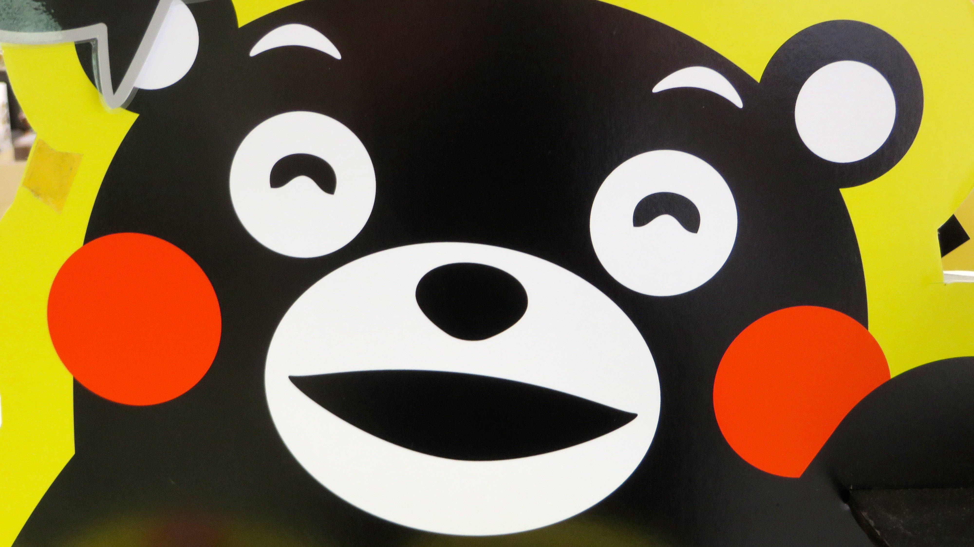 Kumamon, black bear mascot, white eyes, 4K Desktop Wallpaper