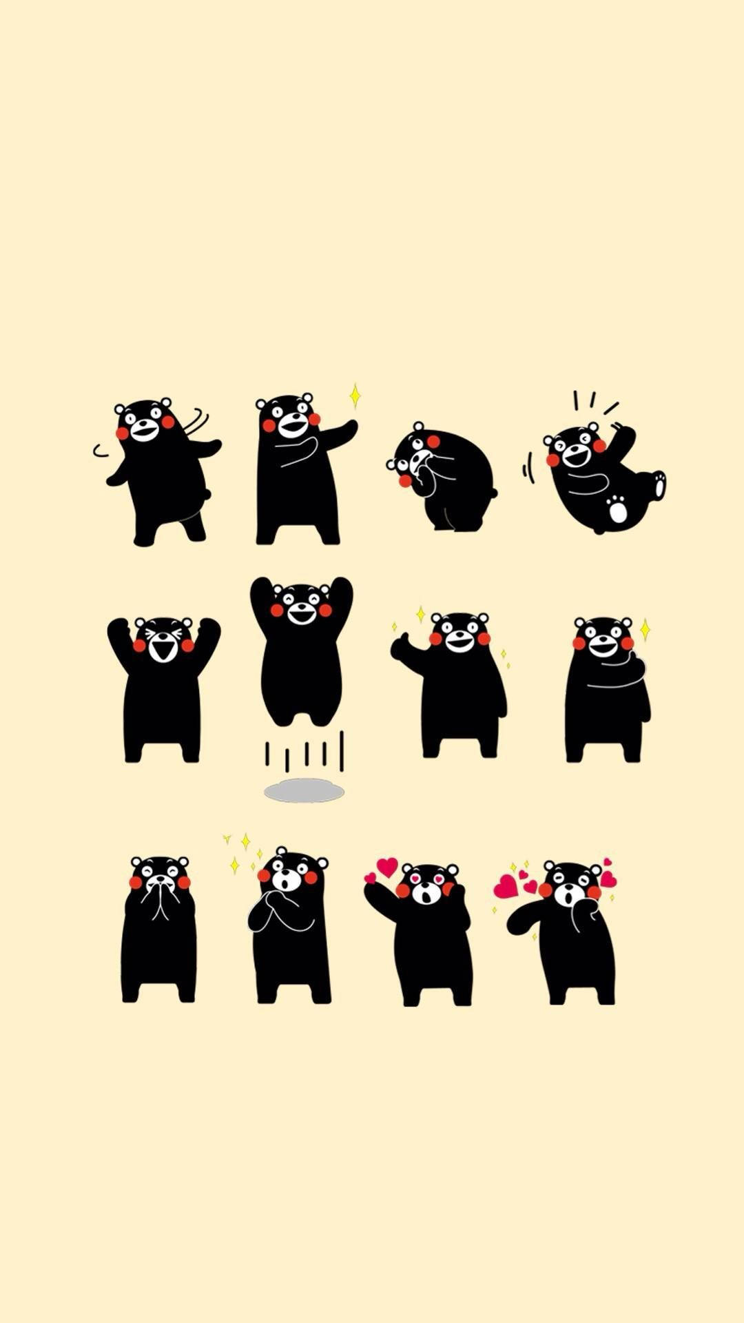 Kumamon, black, cartoon bears, Full HD Phone Wallpaper