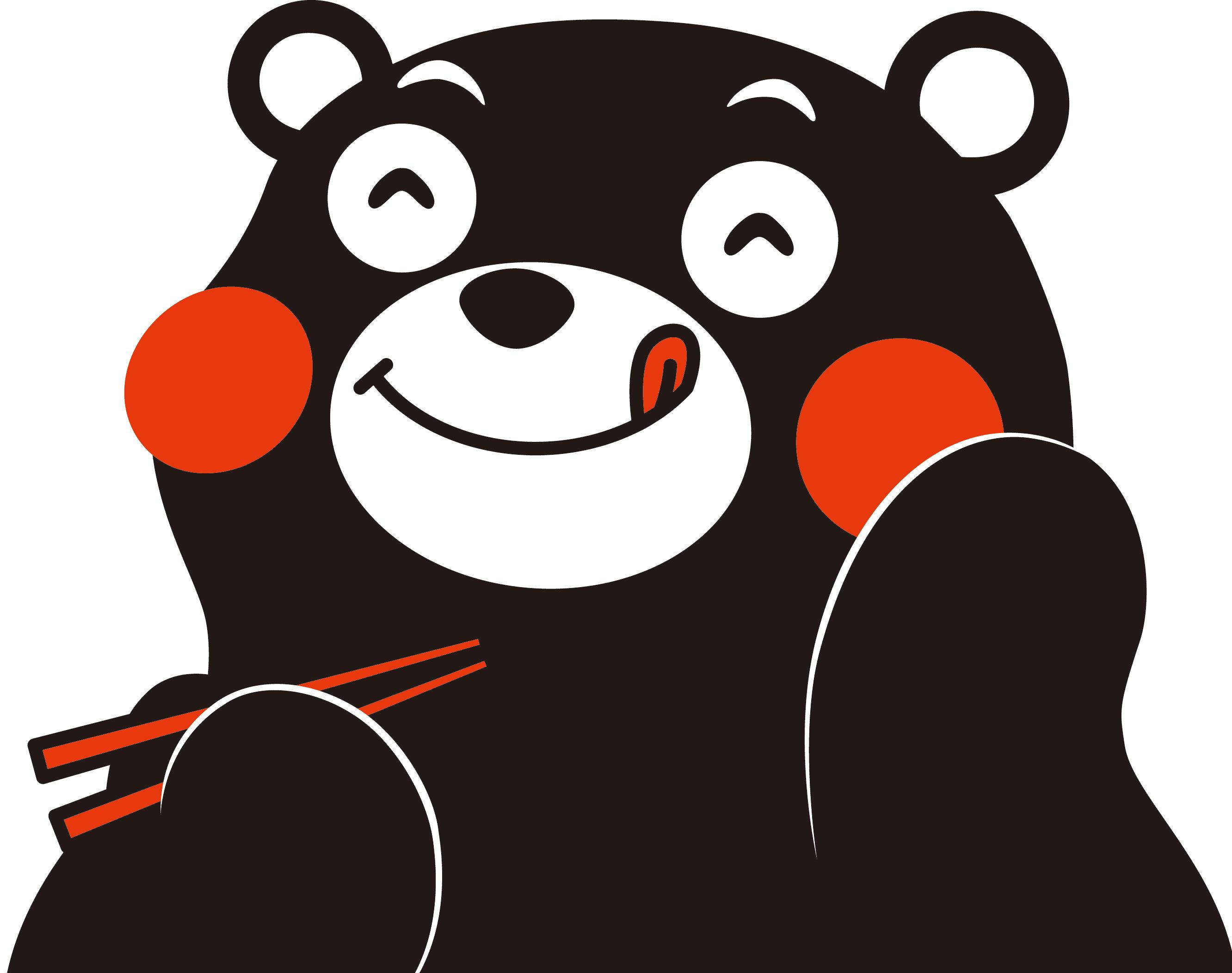 Kumamon, chopsticks, red cheeks, 2K Desktop Wallpaper