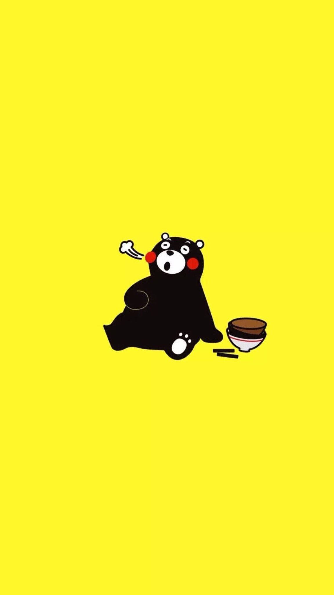 Kumamon, black cartoon bear, red cheeks, Full HD Phone Wallpaper