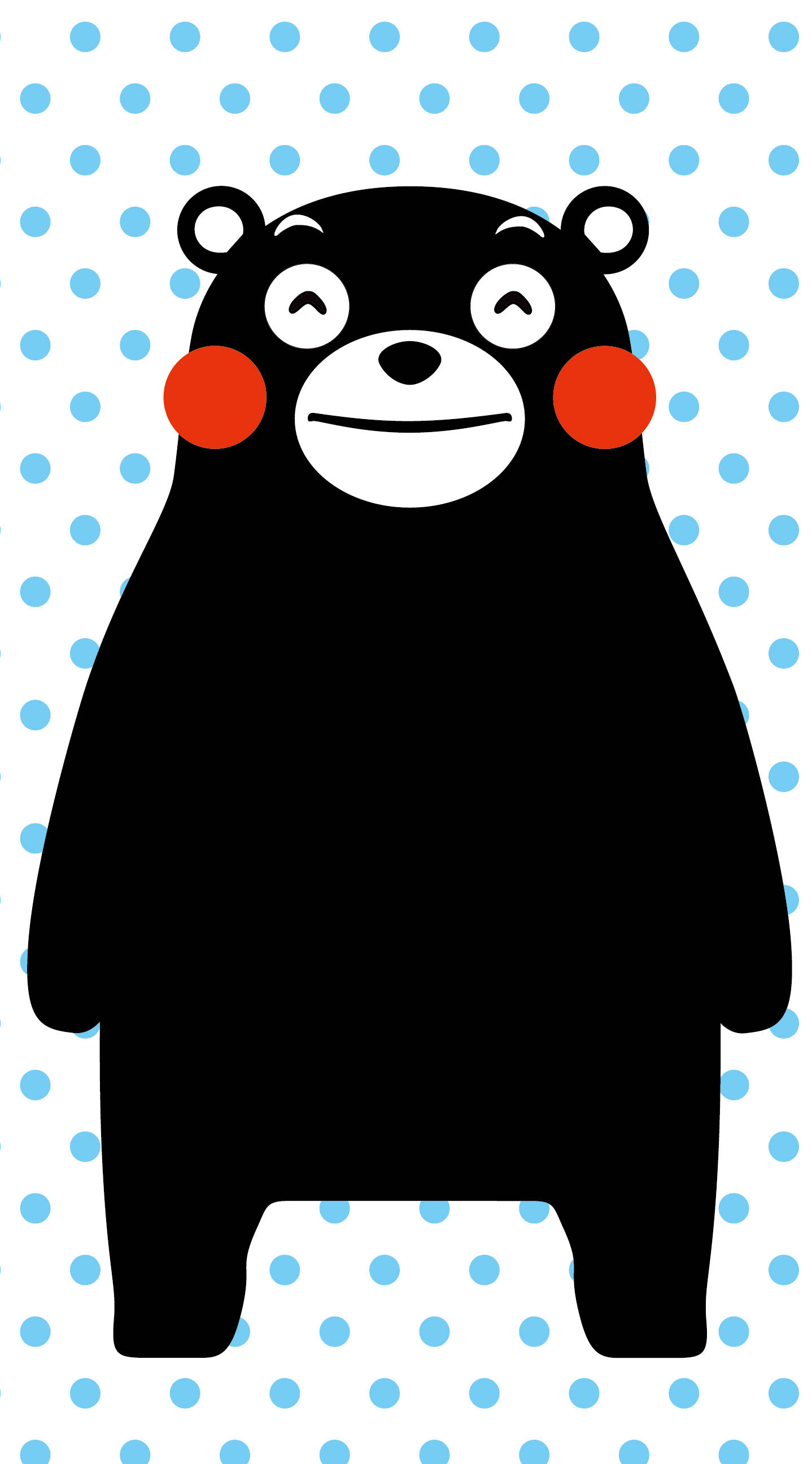 Kumamon, blue polka dots, black cartoon bear, 2K Phone Wallpaper