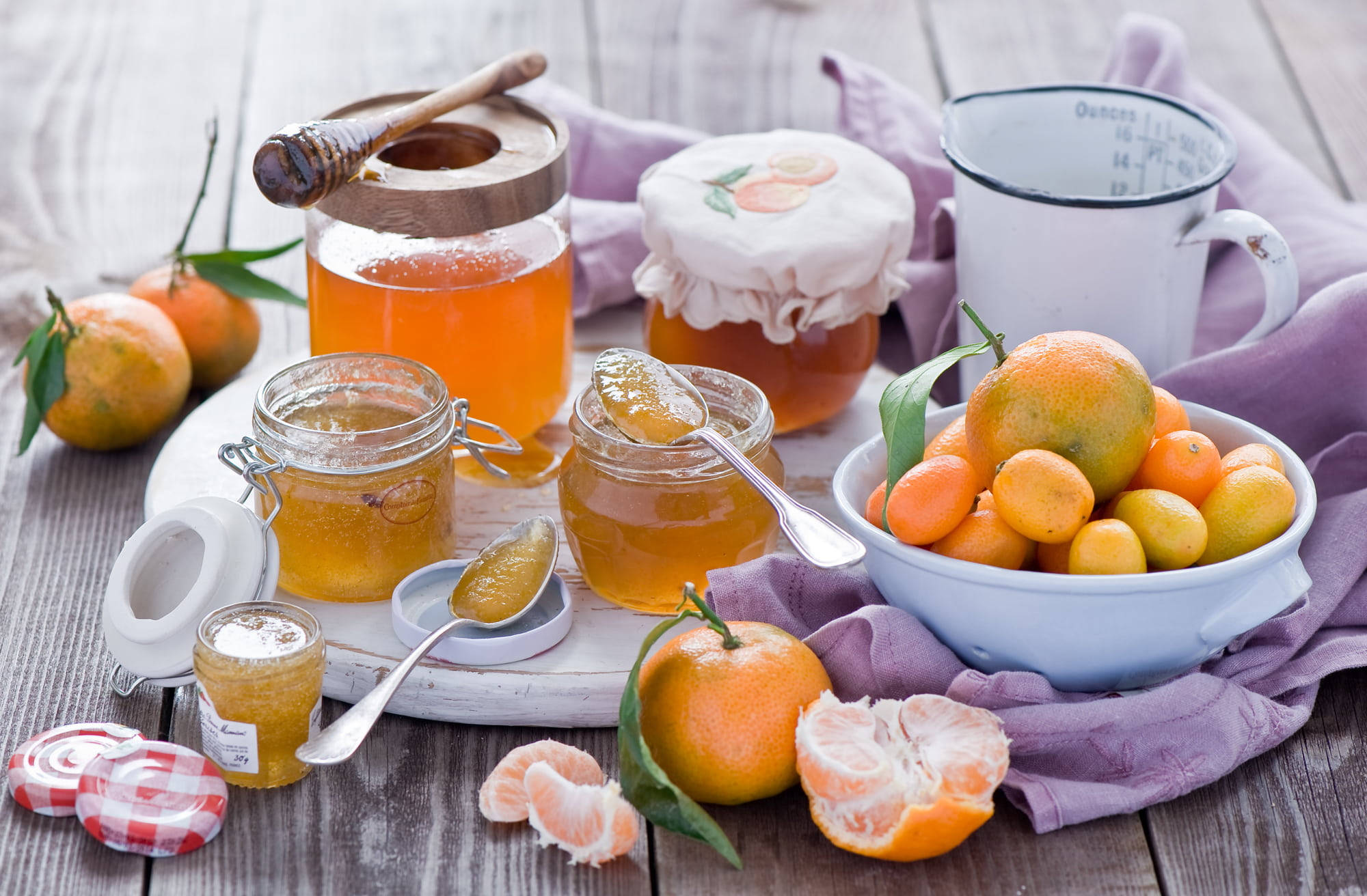 kumquat, golden honey, glass jars, Full HD Desktop Wallpaper