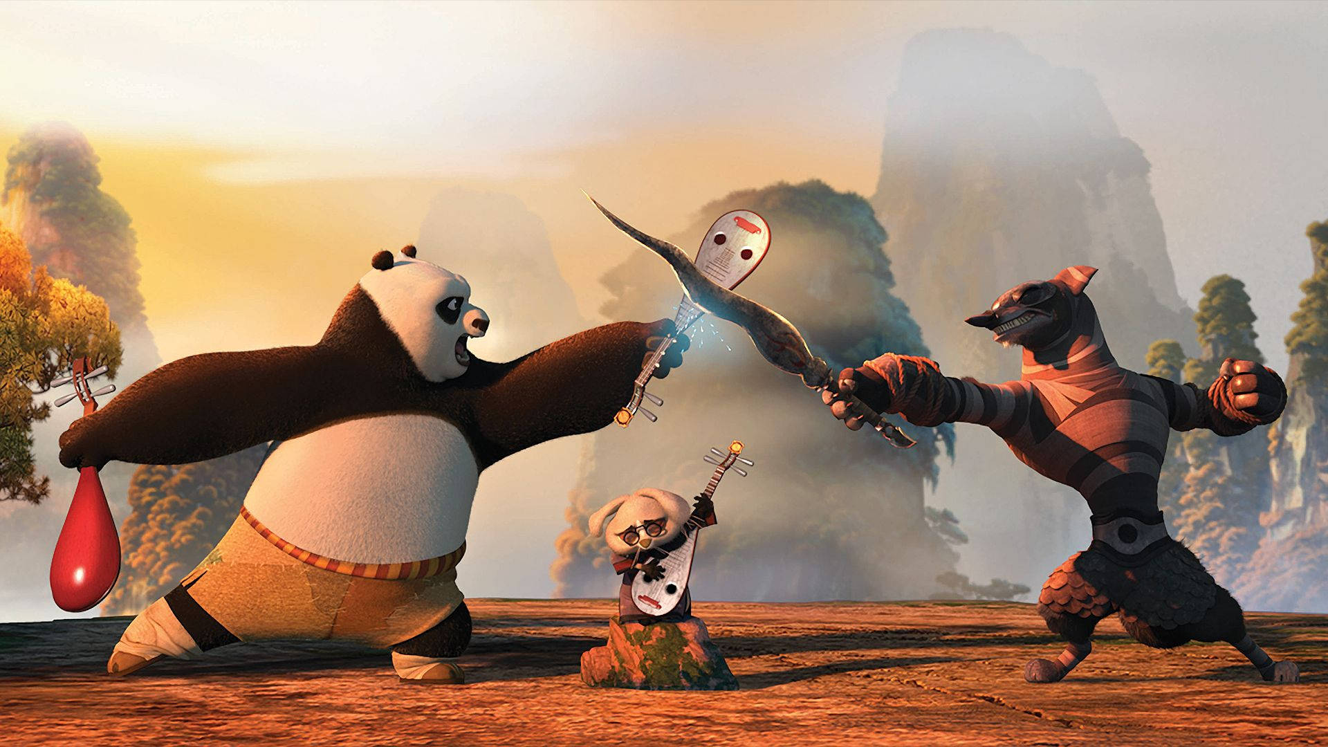Kung Fu Panda 2, panda warrior, fox villain, Full HD Desktop Wallpaper