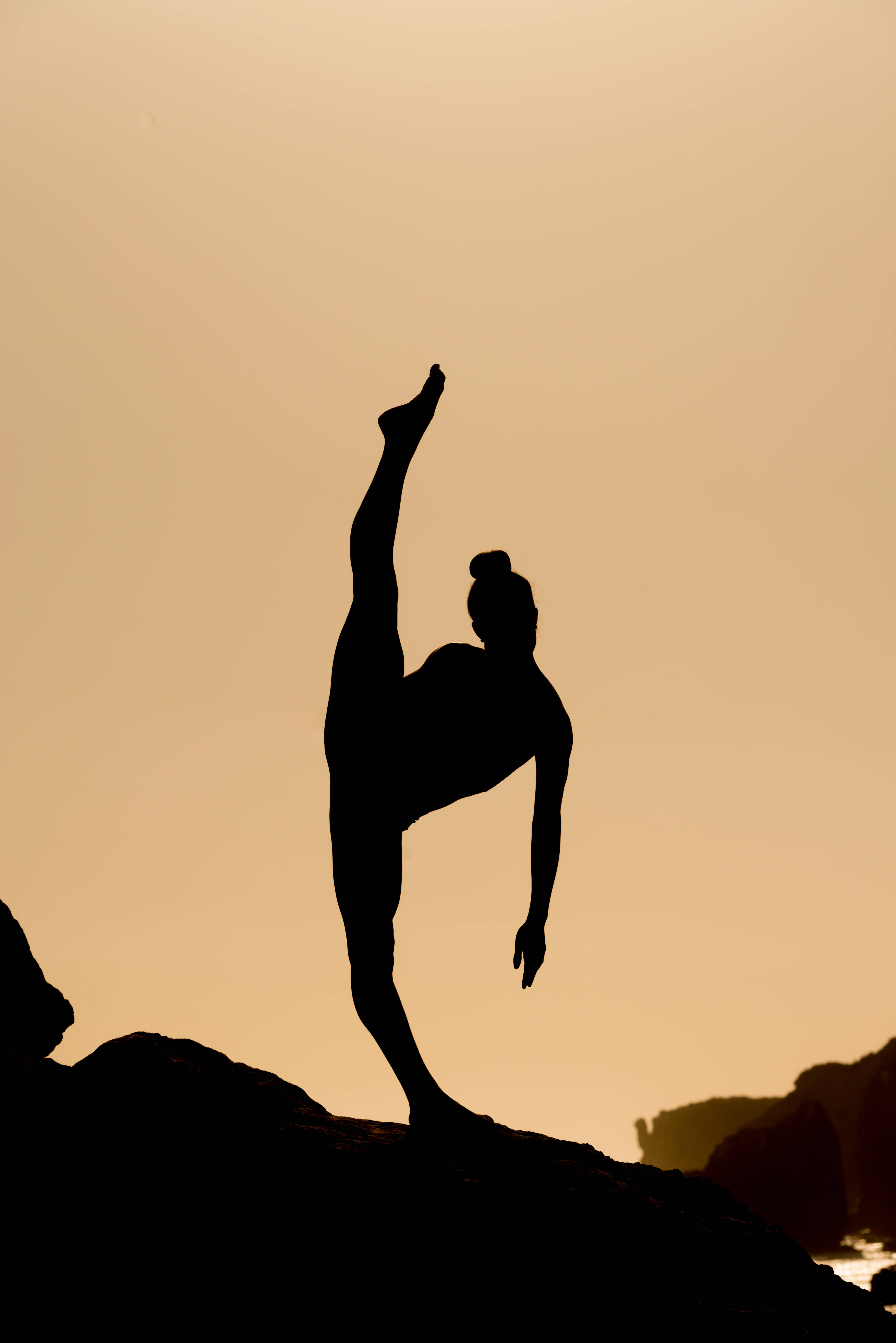 Kung Fu, golden sunset, rocky cliffs, 5K Phone Wallpaper