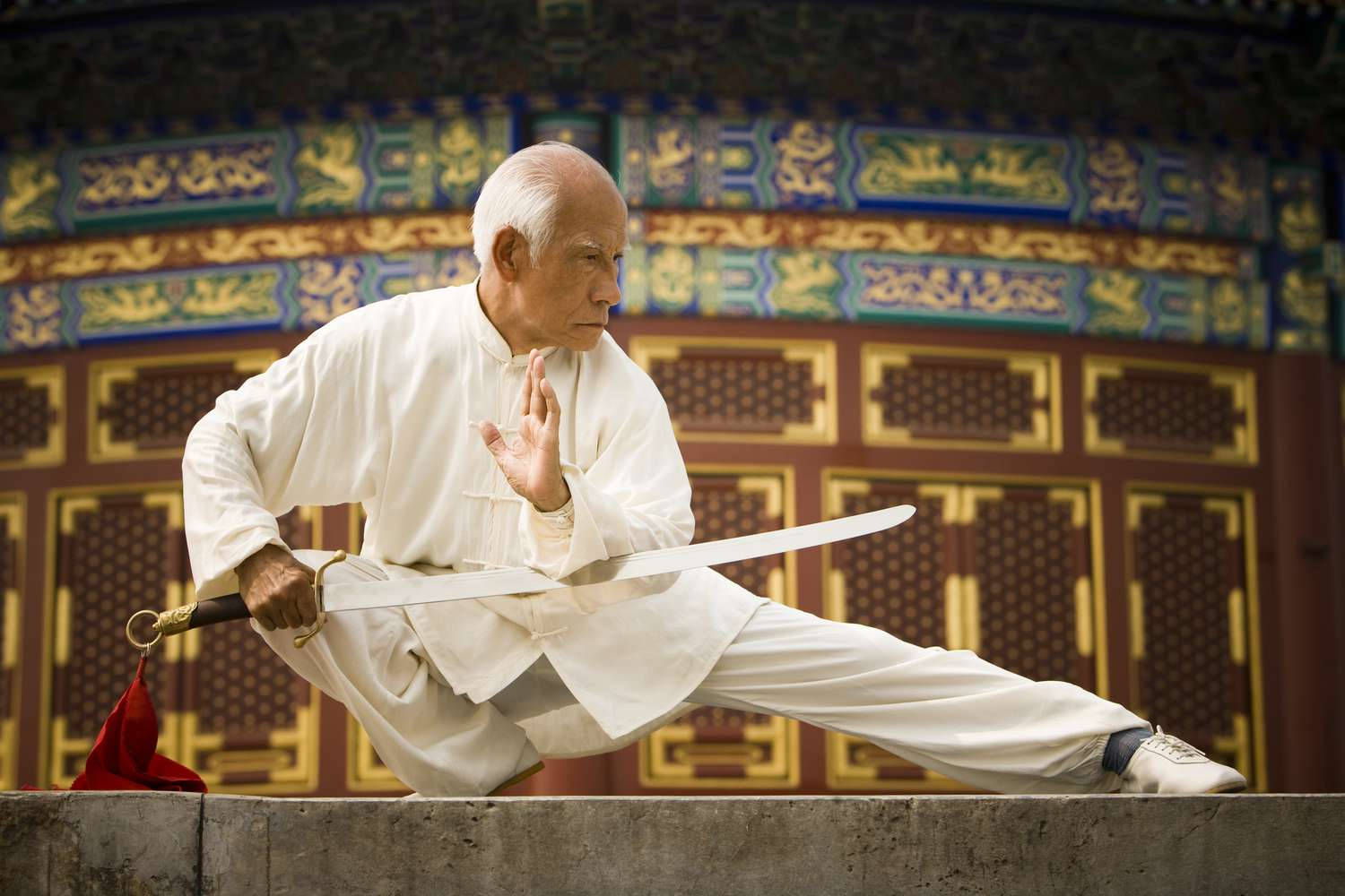 Kung Fu, temple, white robes, HD Desktop Wallpaper