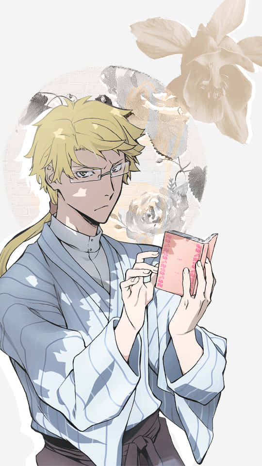 Kunikida, blonde anime boy, light blue robe, SD Phone Wallpaper