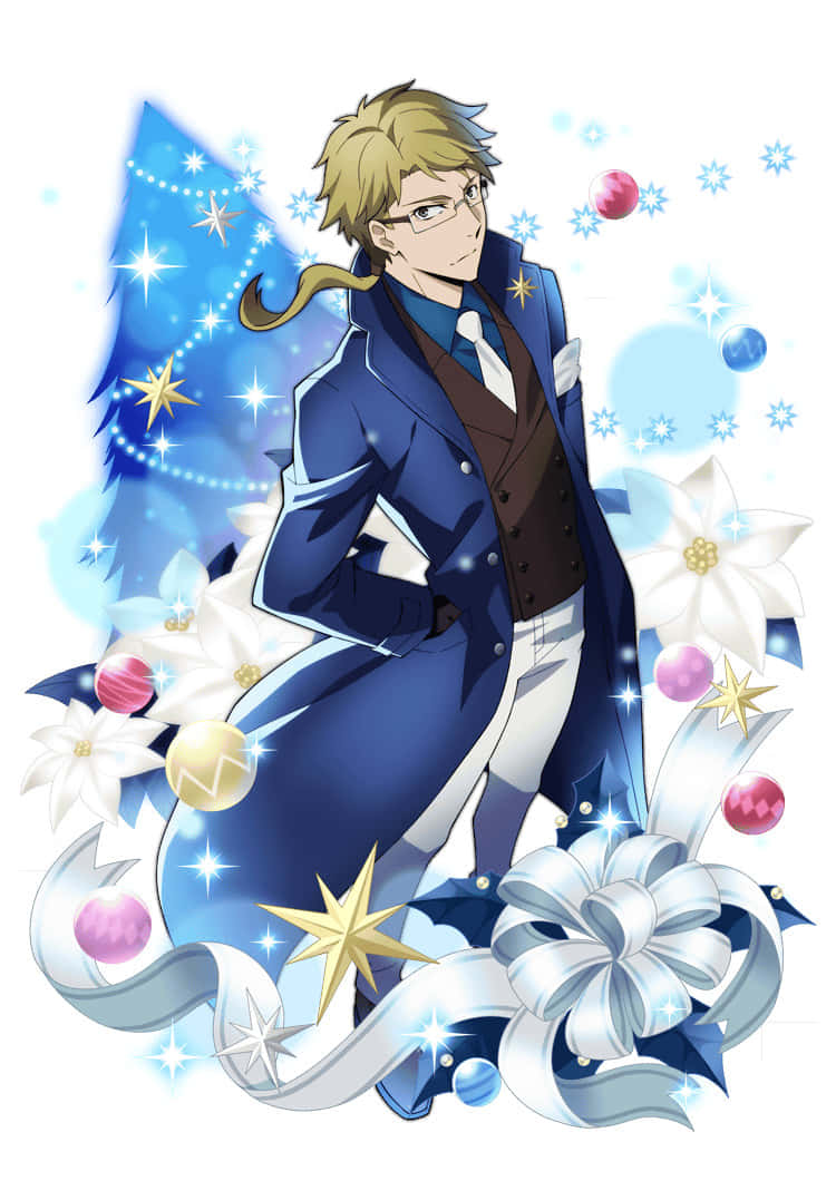Kunikida, blue suit, festive decorations, SD Phone Wallpaper