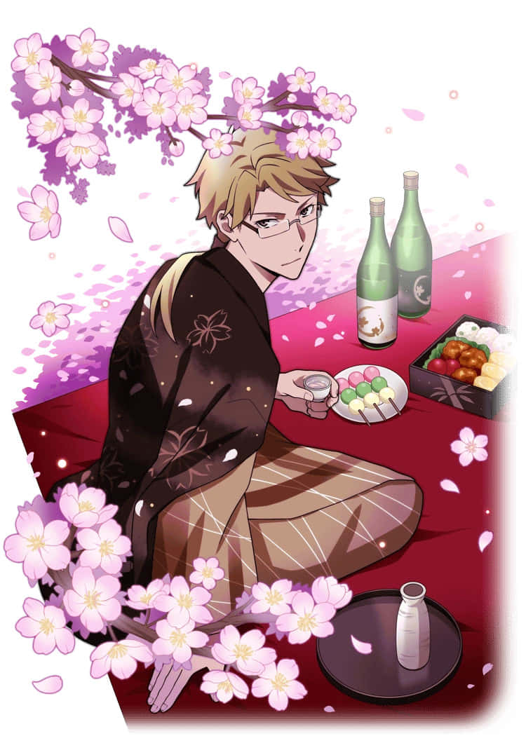 Kunikida, kimono, cherry blossom, SD Phone Wallpaper