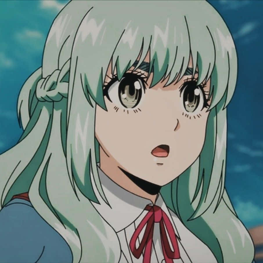 Kuon Shinzaki, mint green hair, red bow, SD Phone Wallpaper