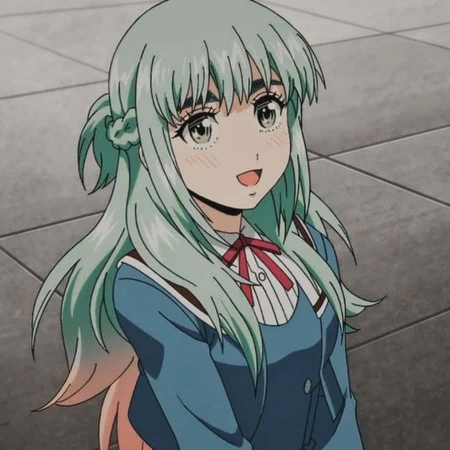 Kuon Shinzaki, mint green hair, red bow, SD Desktop Wallpaper