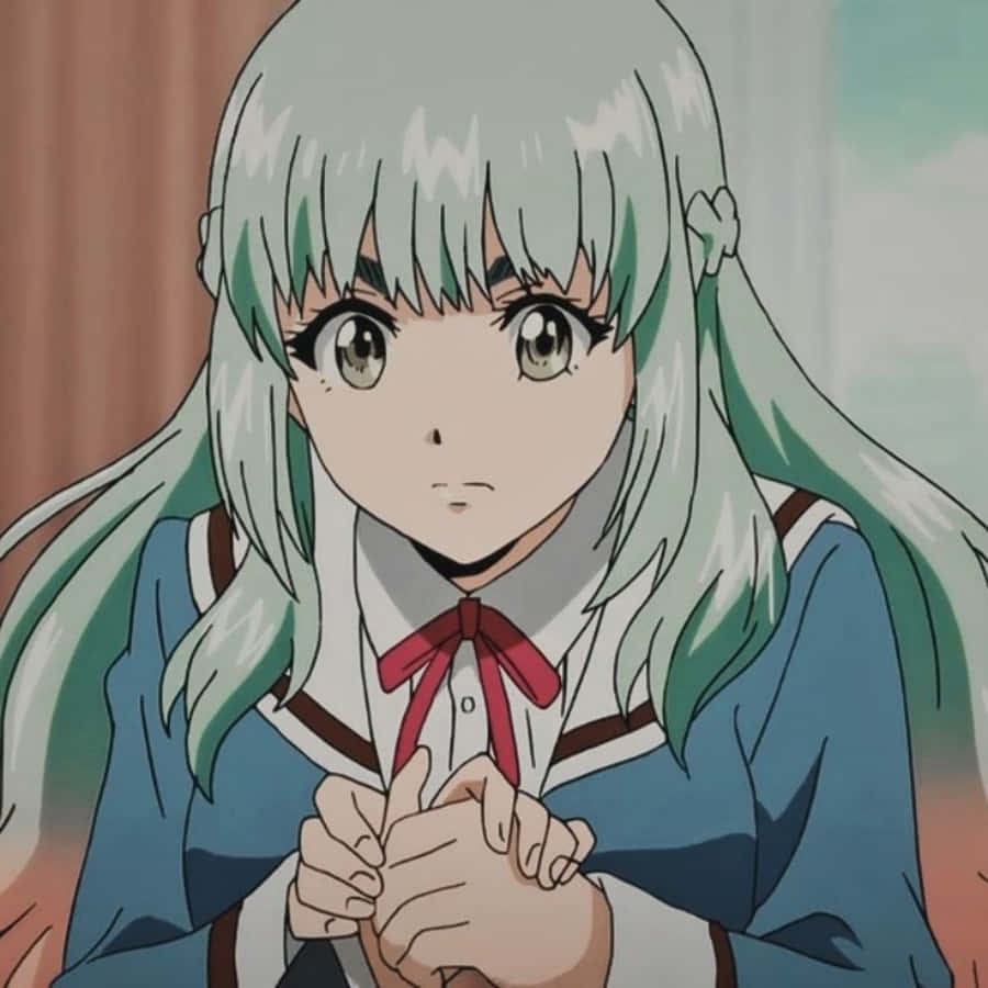 Kuon Shinzaki, silver-green hair, wide eyes, SD Desktop Wallpaper