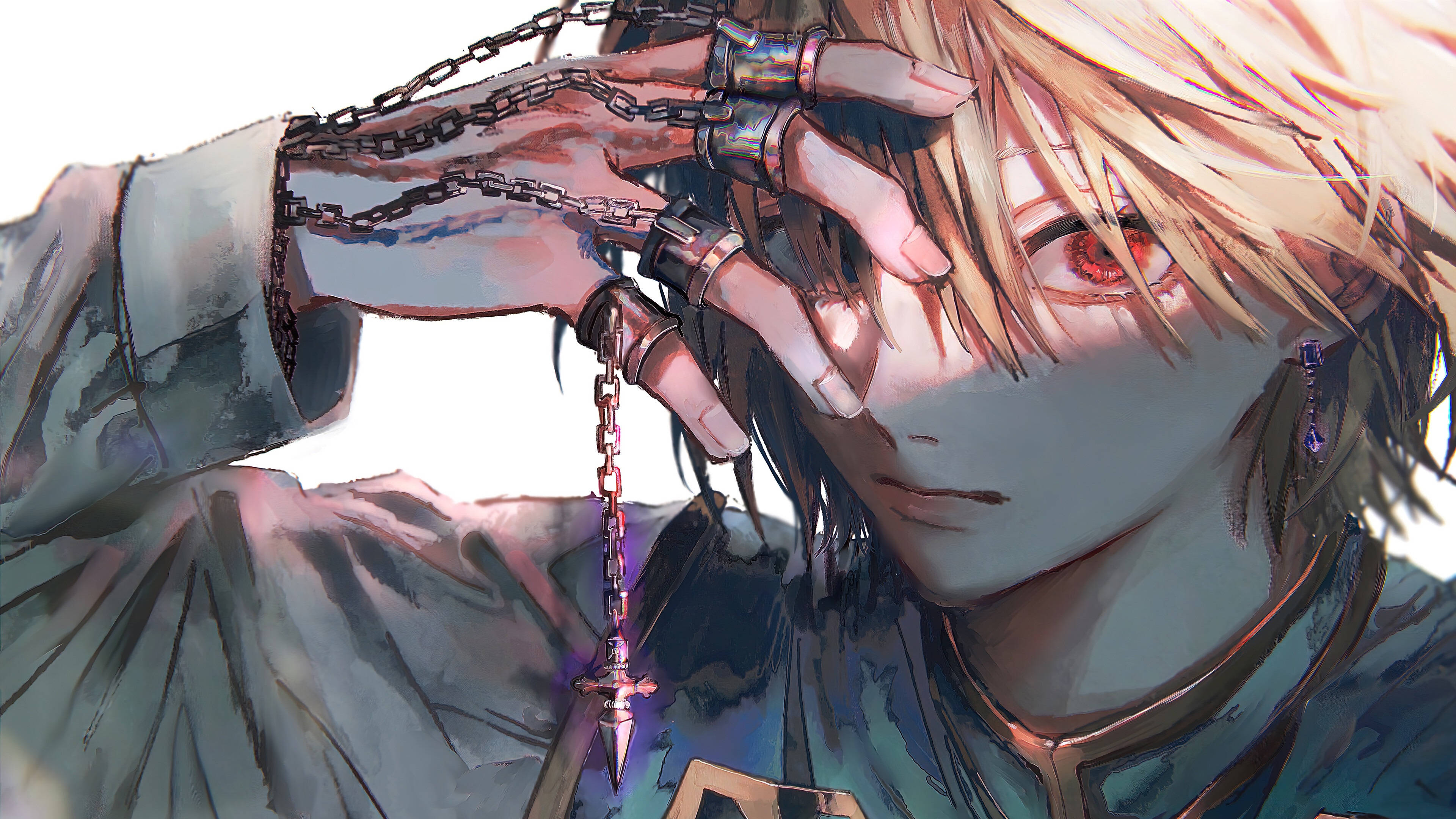 Kurapika, red eyes, blonde hair, 4K Desktop Wallpaper