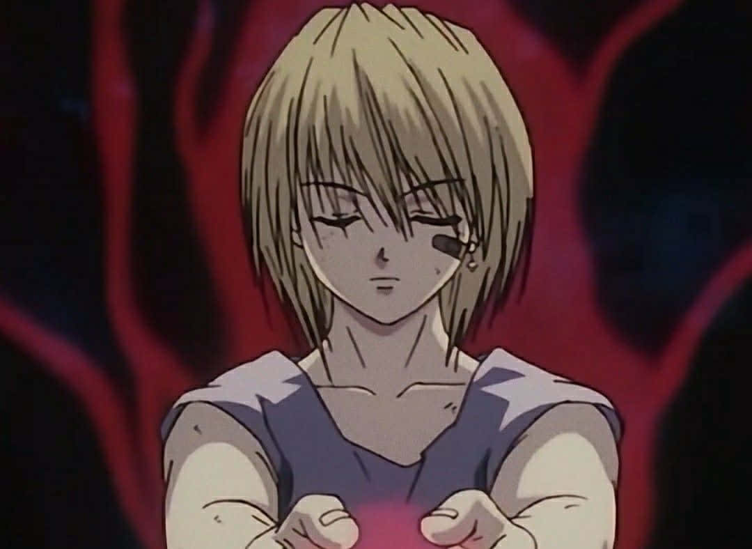 Kurapika, glowing pink energy, closed eyes, SD Desktop Wallpaper