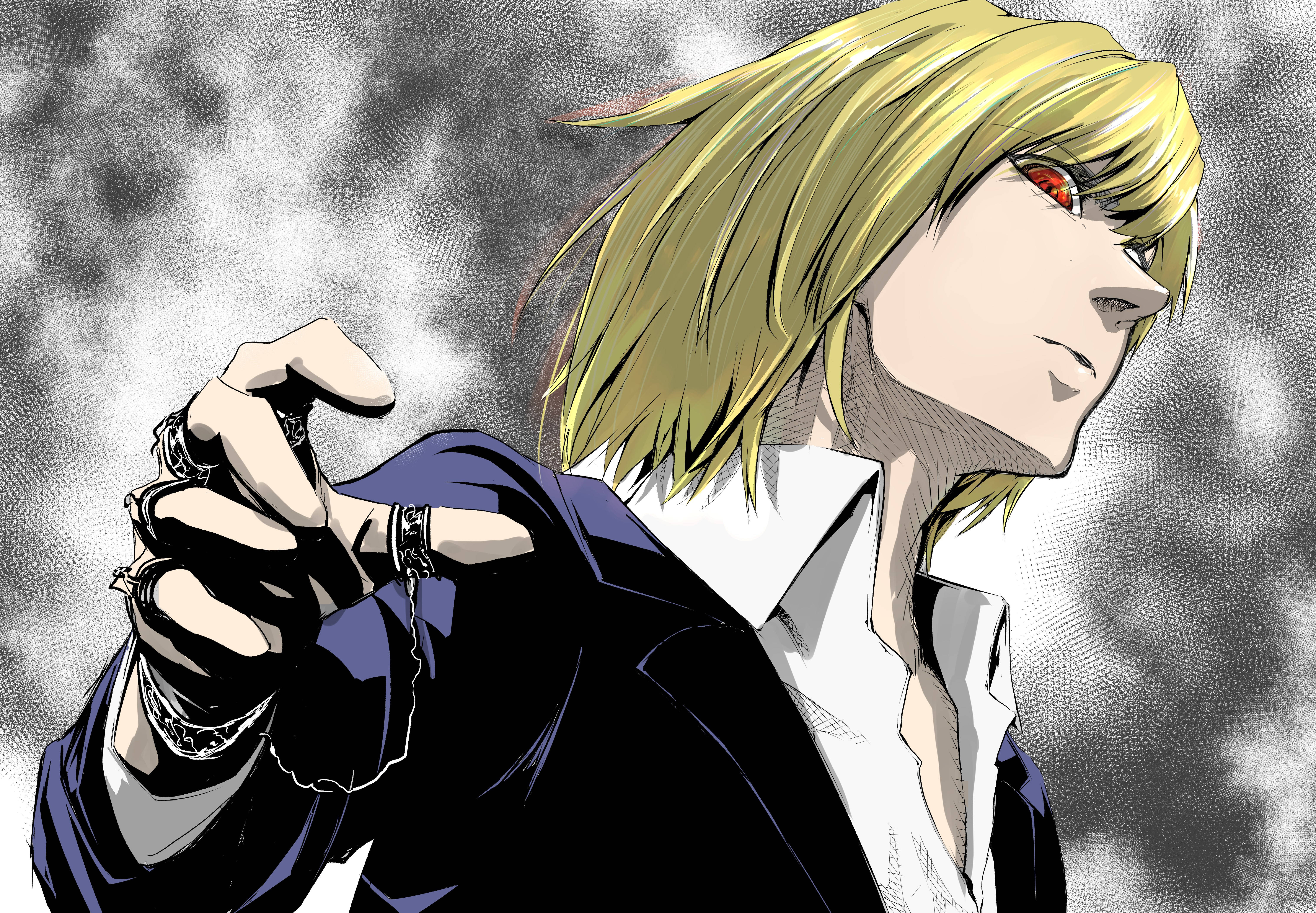 Kurapika, blonde anime character, red eyes, 5K Desktop Wallpaper