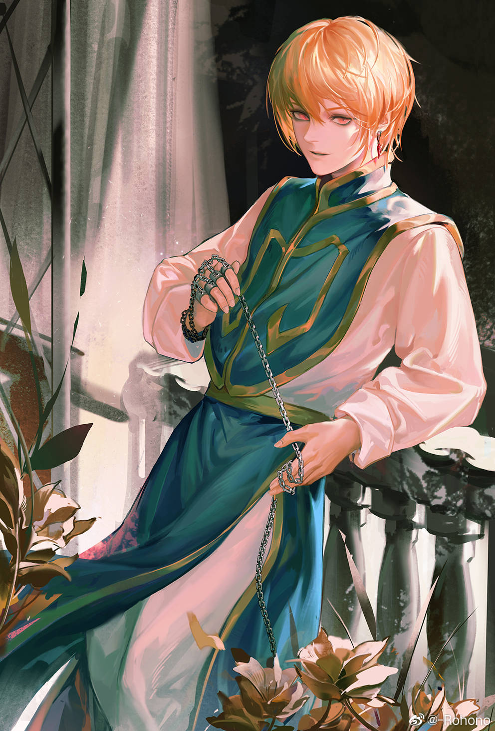Kurapika, orange hair, chain, HD Phone Wallpaper