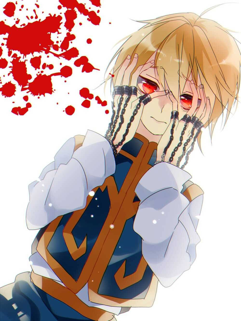 Kurapika, red eyes, chain-armed hands, HD Phone Wallpaper