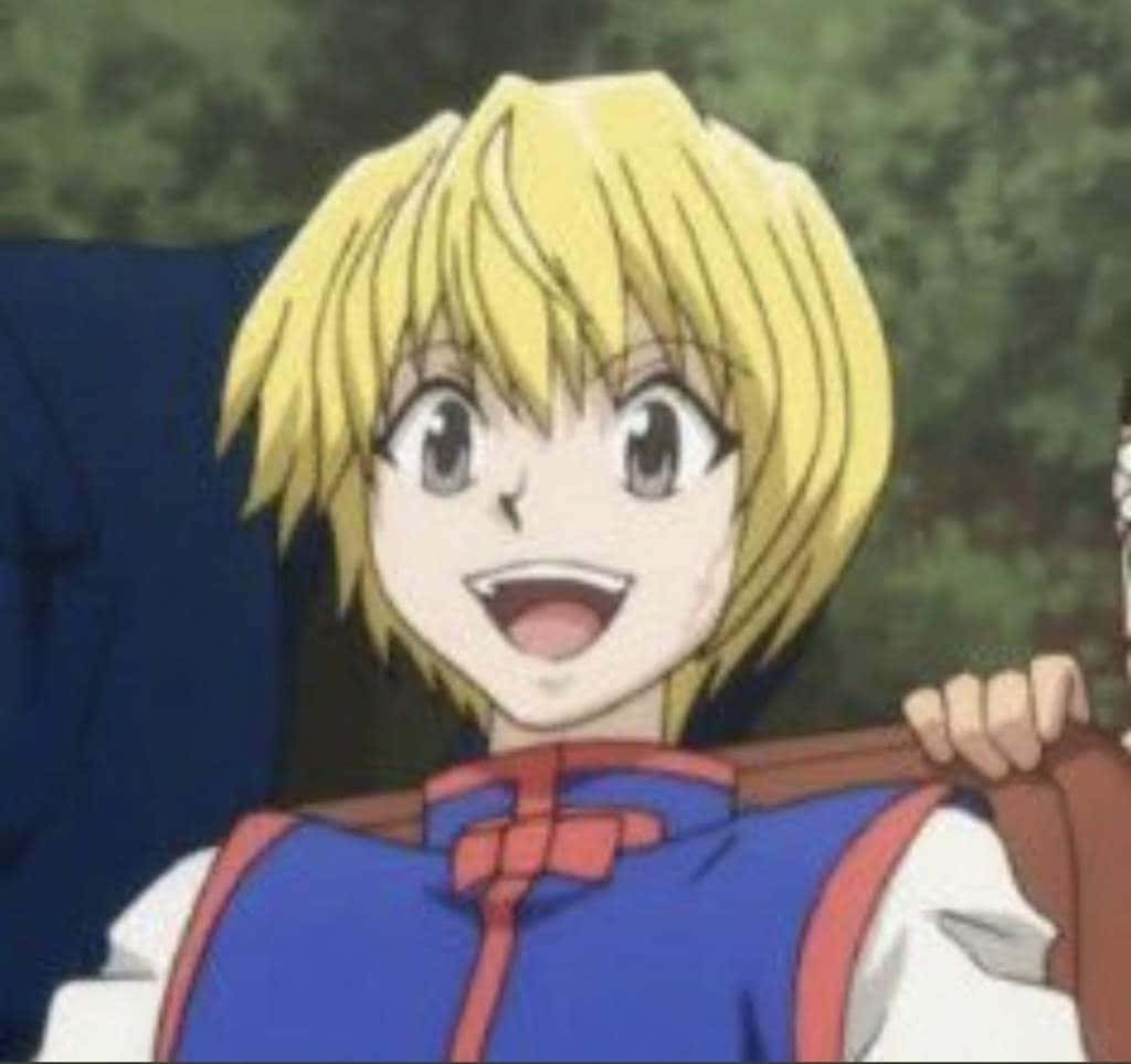 Kurapika, spiky blonde hair, blue vest with red trim, SD Desktop Wallpaper