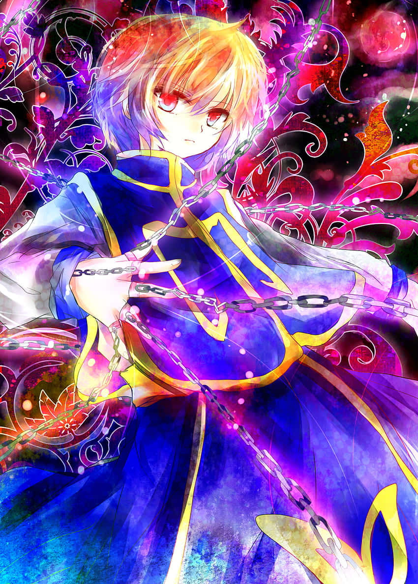 Kurapika, red eyes, golden hair, SD Phone Wallpaper