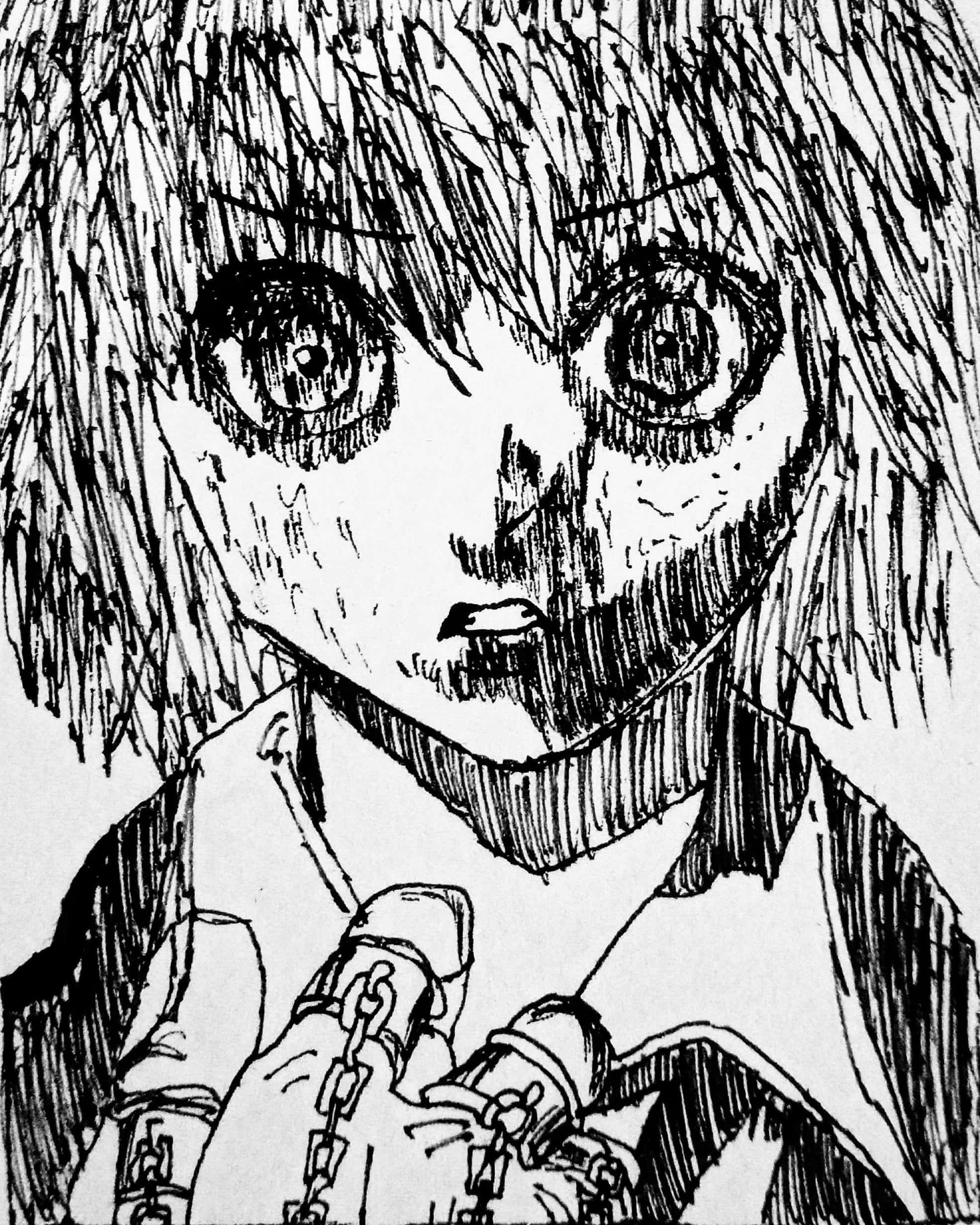 Kurapika, anime-style sketch, black and white, Full HD Phone Wallpaper