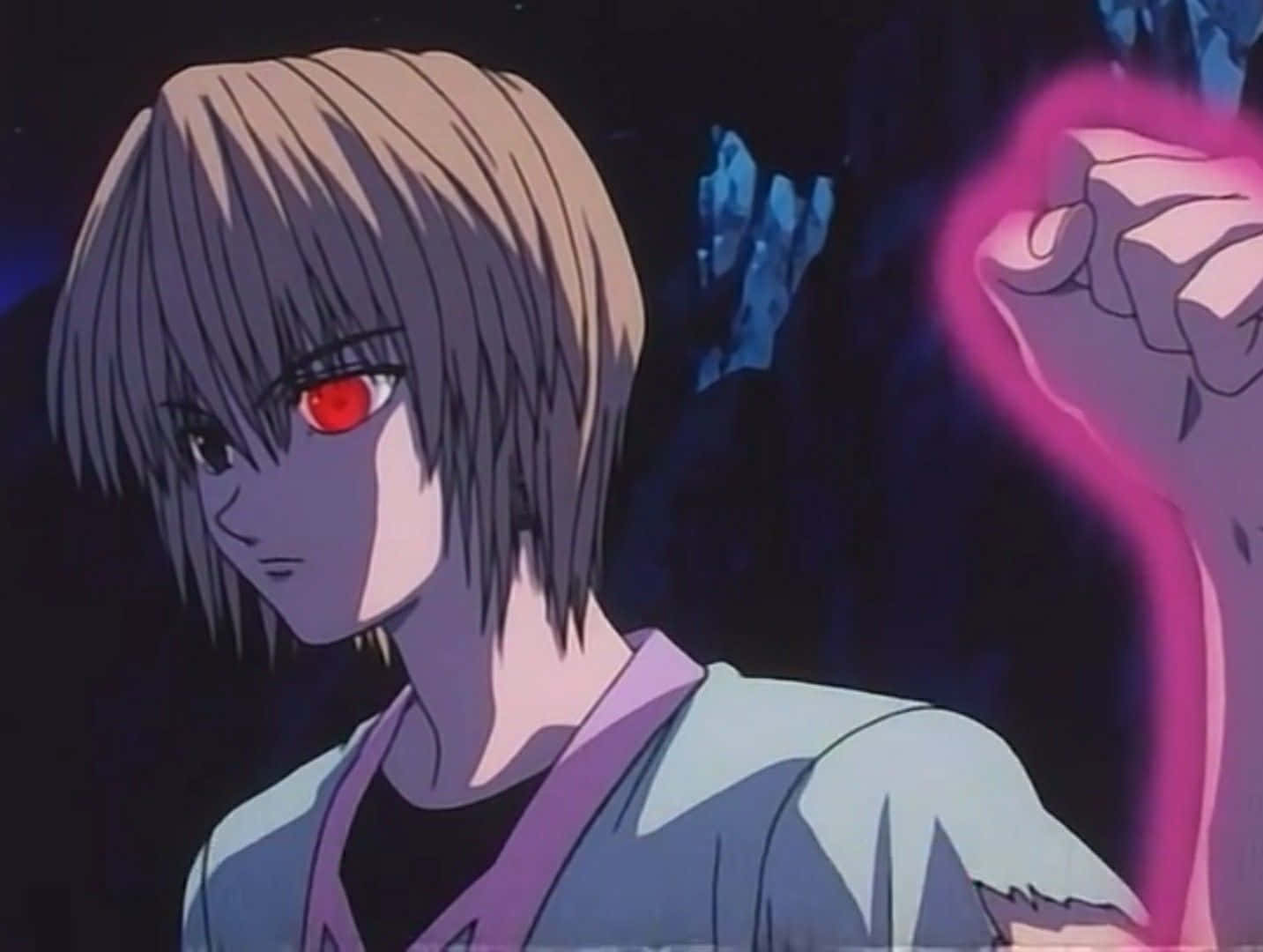 Kurapika, red eye, glowing pink fist, HD Desktop Wallpaper