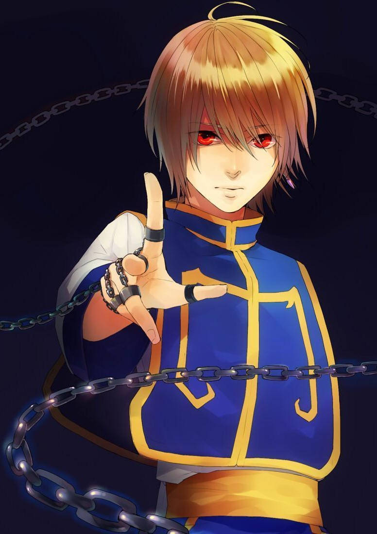 Kurapika, red eyes, golden hair, SD Phone Wallpaper