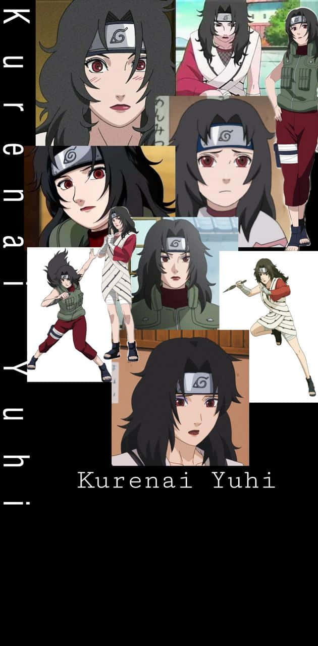 Kurenai Yuhi, black background, vertically written name, HD Phone Wallpaper