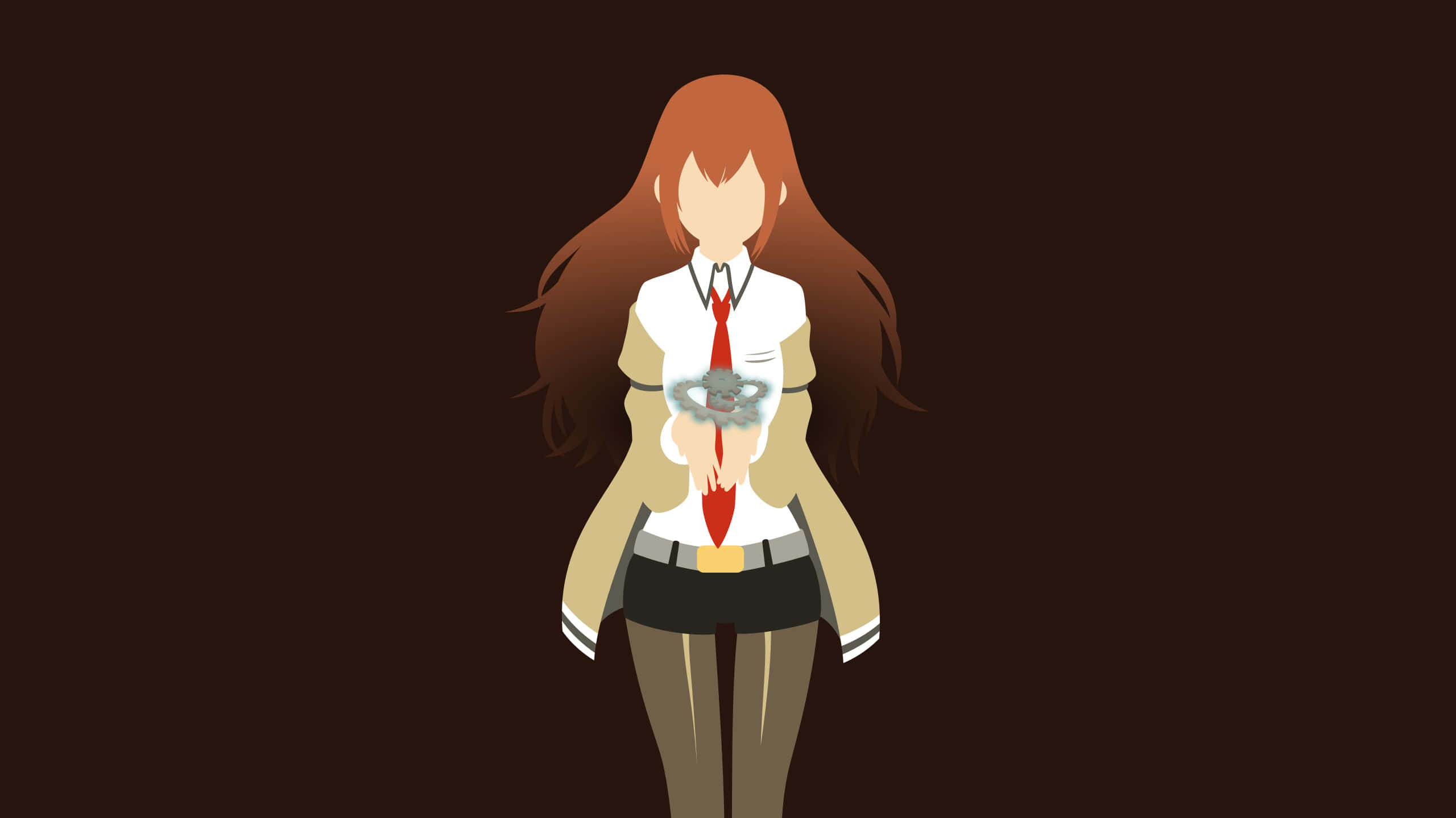 Kurisu Makise, long red hair, school uniform, 2K Desktop Wallpaper