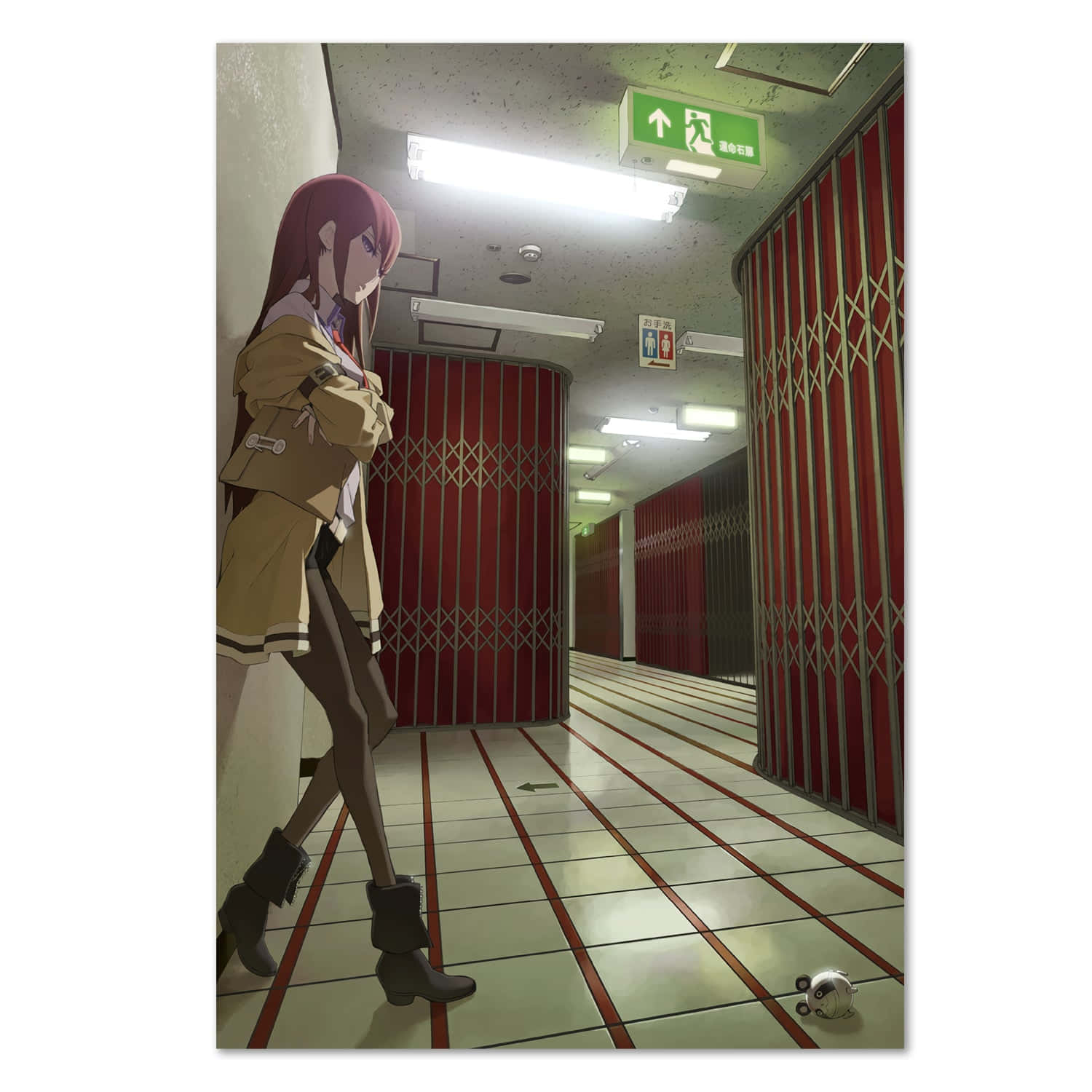 Kurisu Makise, red-haired anime girl, beige trench coat, HD Desktop Wallpaper