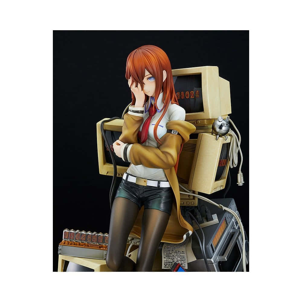 Kurisu Makise, red hair, retro computers, SD Desktop Wallpaper
