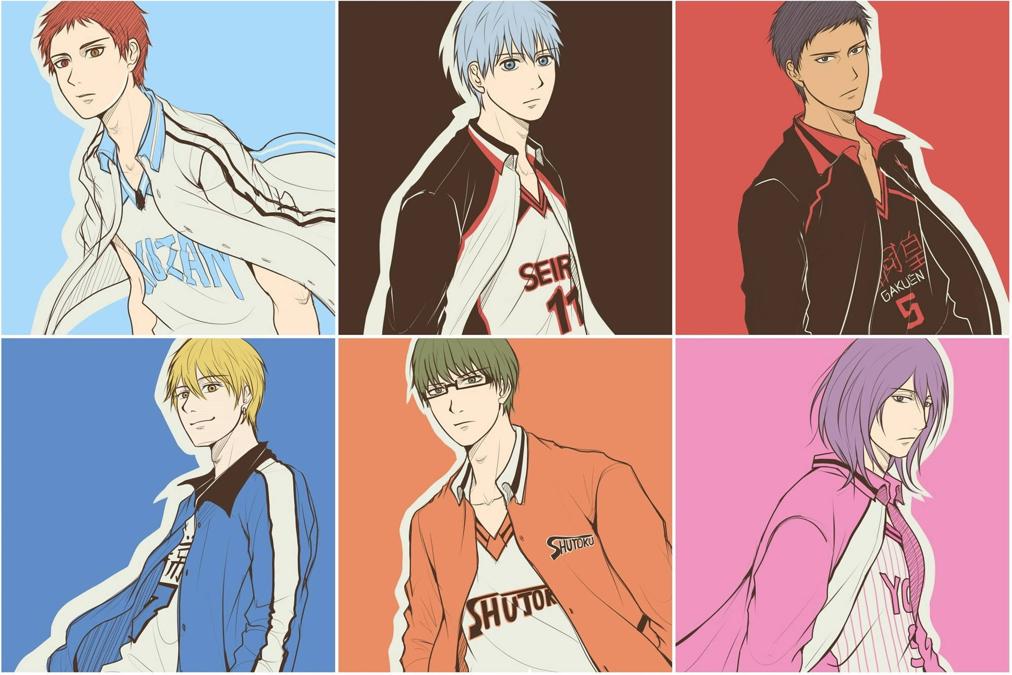 Kuroko No Basket, anime basketball players, team jerseys, Full HD Desktop Wallpaper