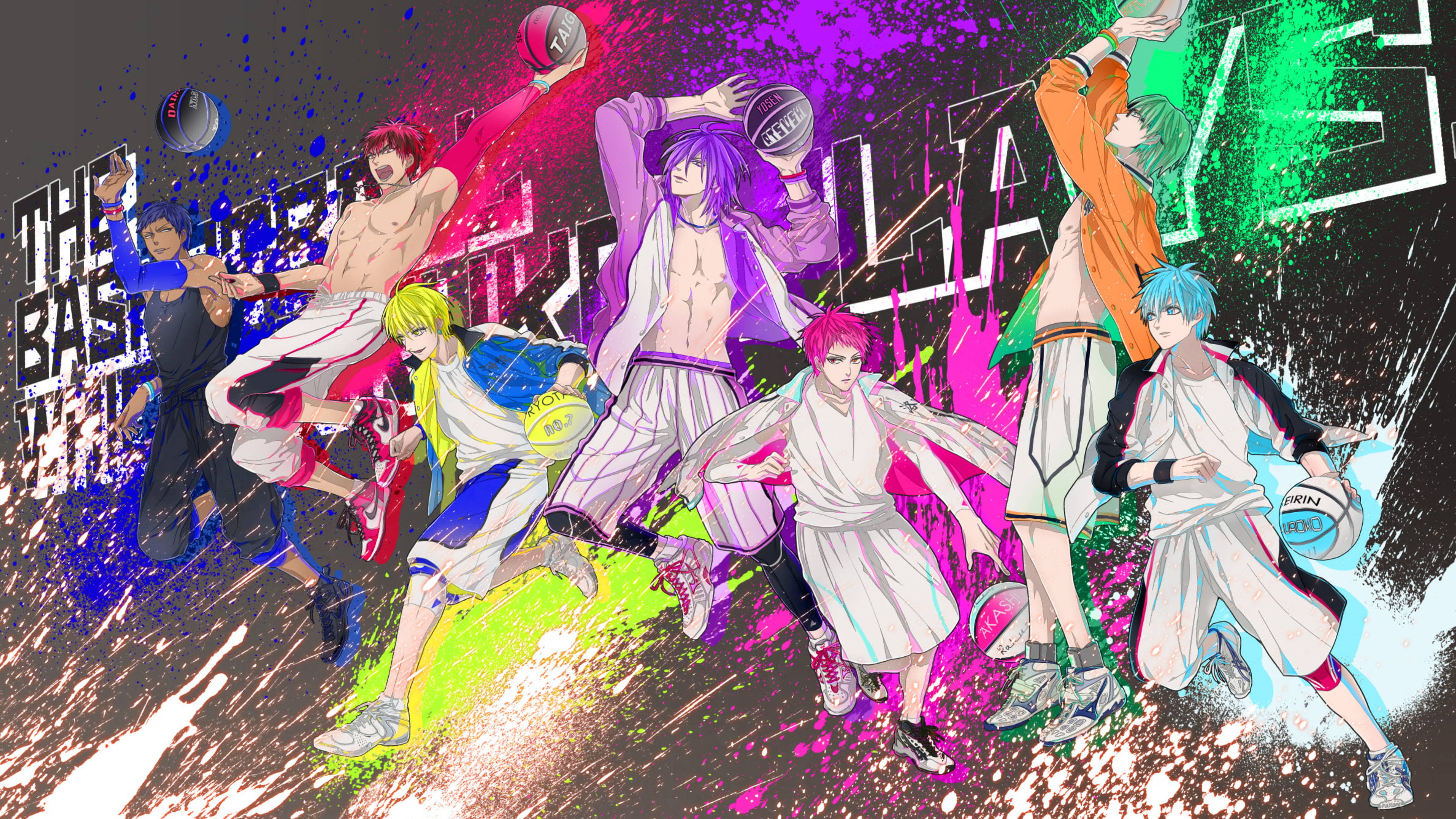 Kuroko No Basket, anime basketball players, dynamic poses, 4K Desktop Wallpaper