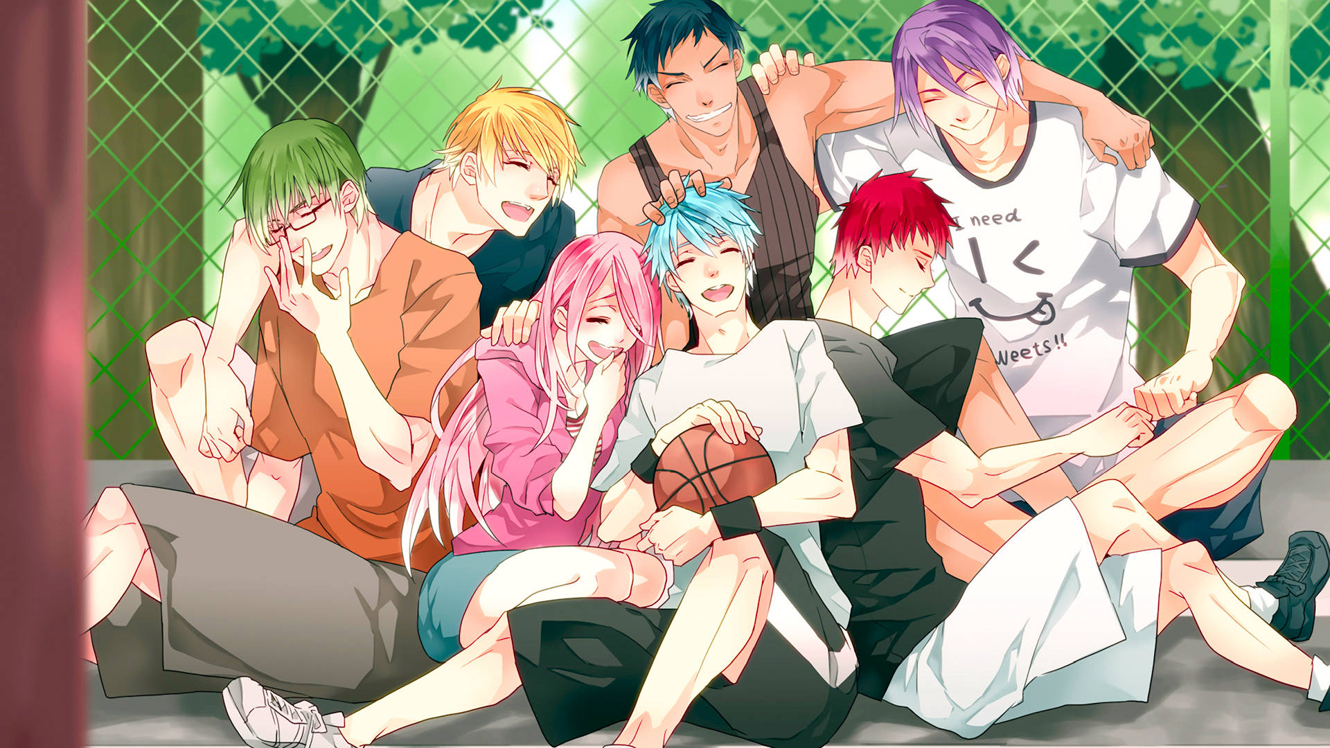 Kuroko No Basket, anime teens, colorful hair, Full HD Desktop Wallpaper