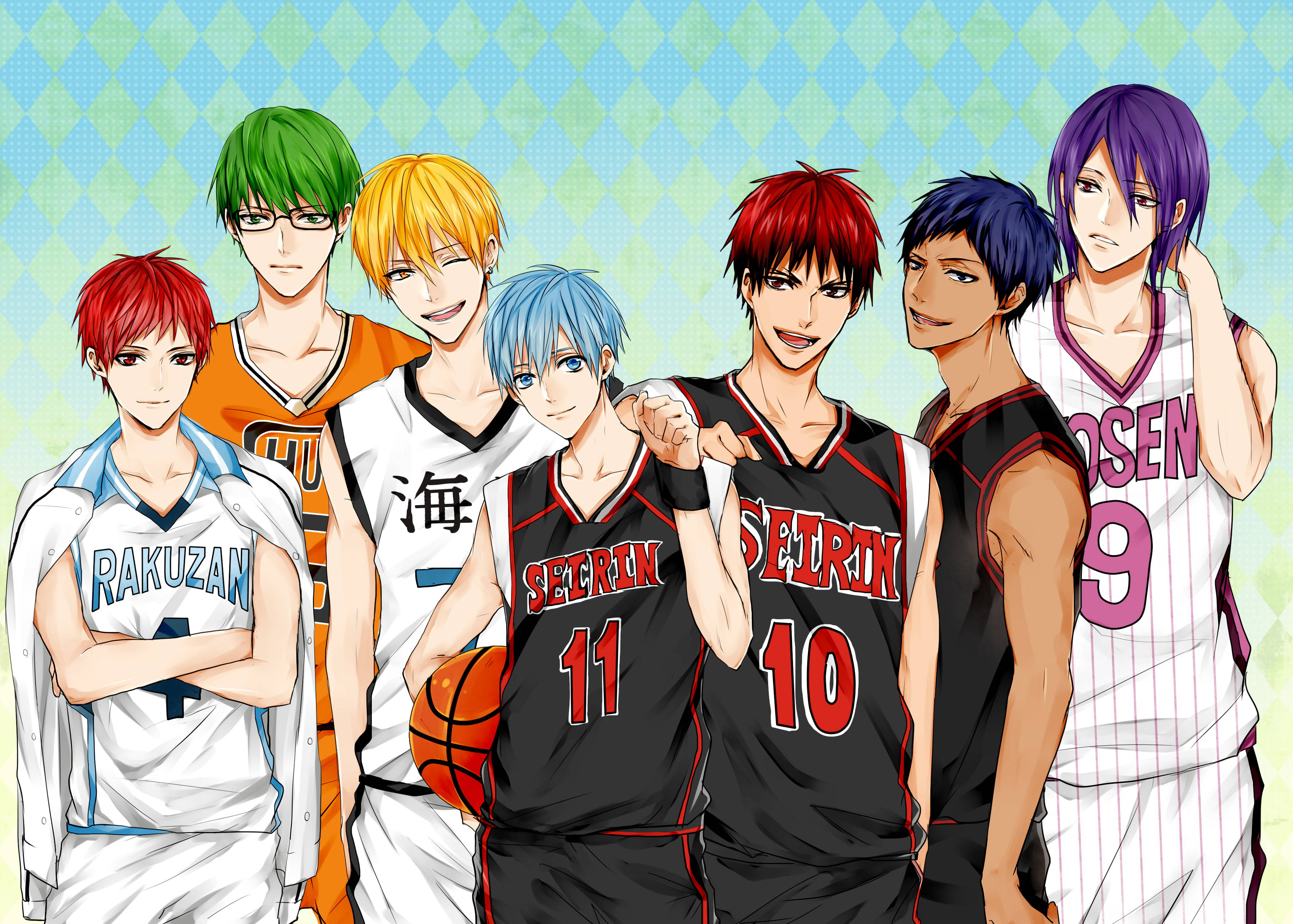 Kuroko No Basket, basketball anime, seven anime basketball players, 2K Desktop Wallpaper