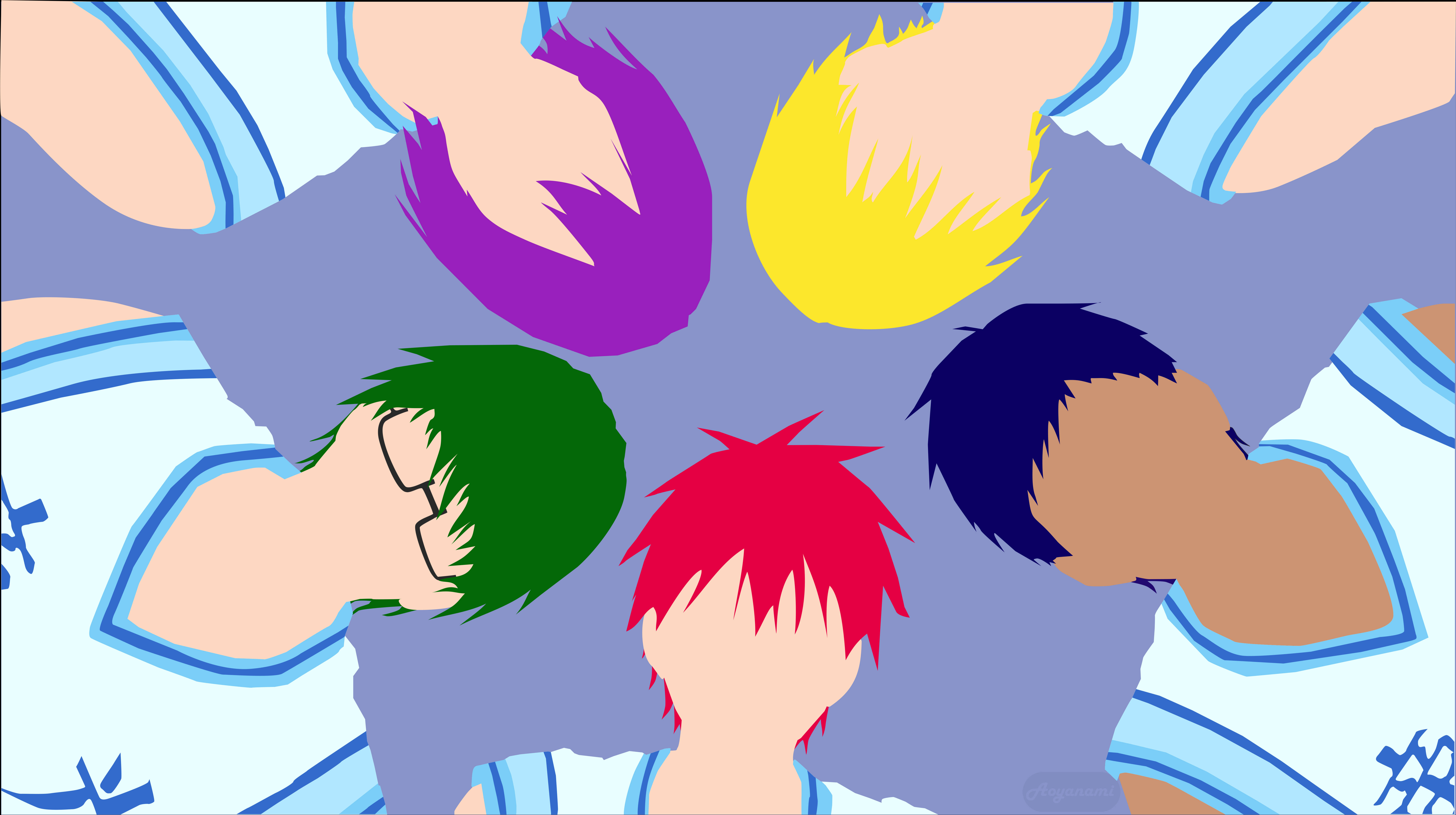 Kuroko No Basket, vector fanart, blue uniforms, 8K Desktop Wallpaper