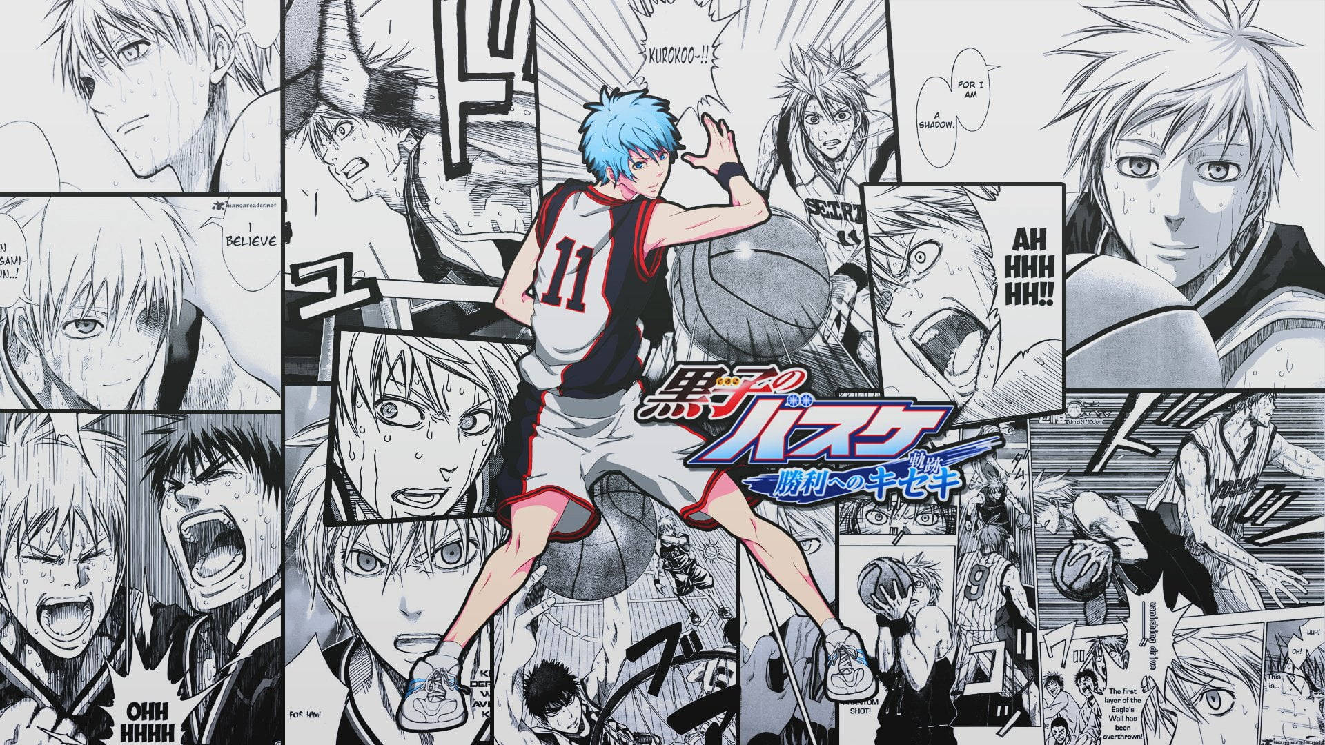 Kuroko No Basket, manga poster, basketball action, Full HD Desktop Wallpaper