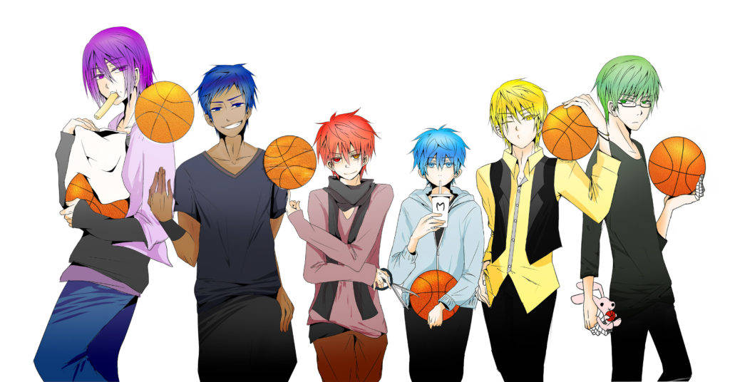 Kuroko, anime basketball players, colorful hair, SD Desktop Wallpaper