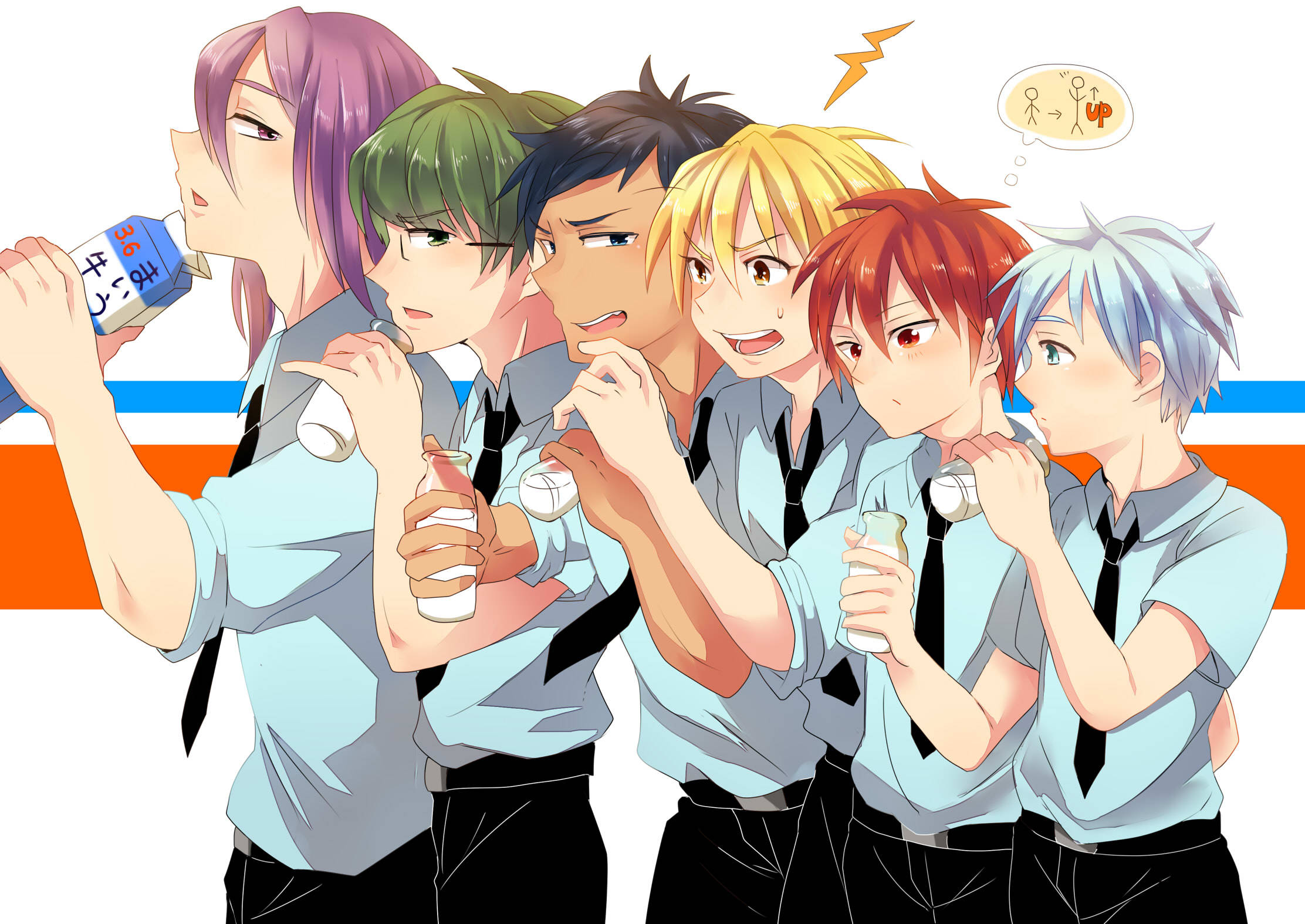 Kuroko, anime boys, light blue shirts, Full HD Desktop Wallpaper