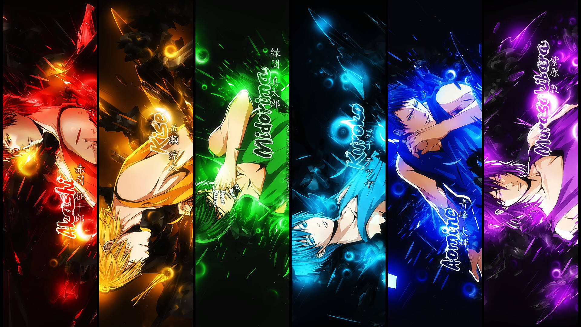 Kuroko, team mates, fiery red, Full HD Desktop Wallpaper