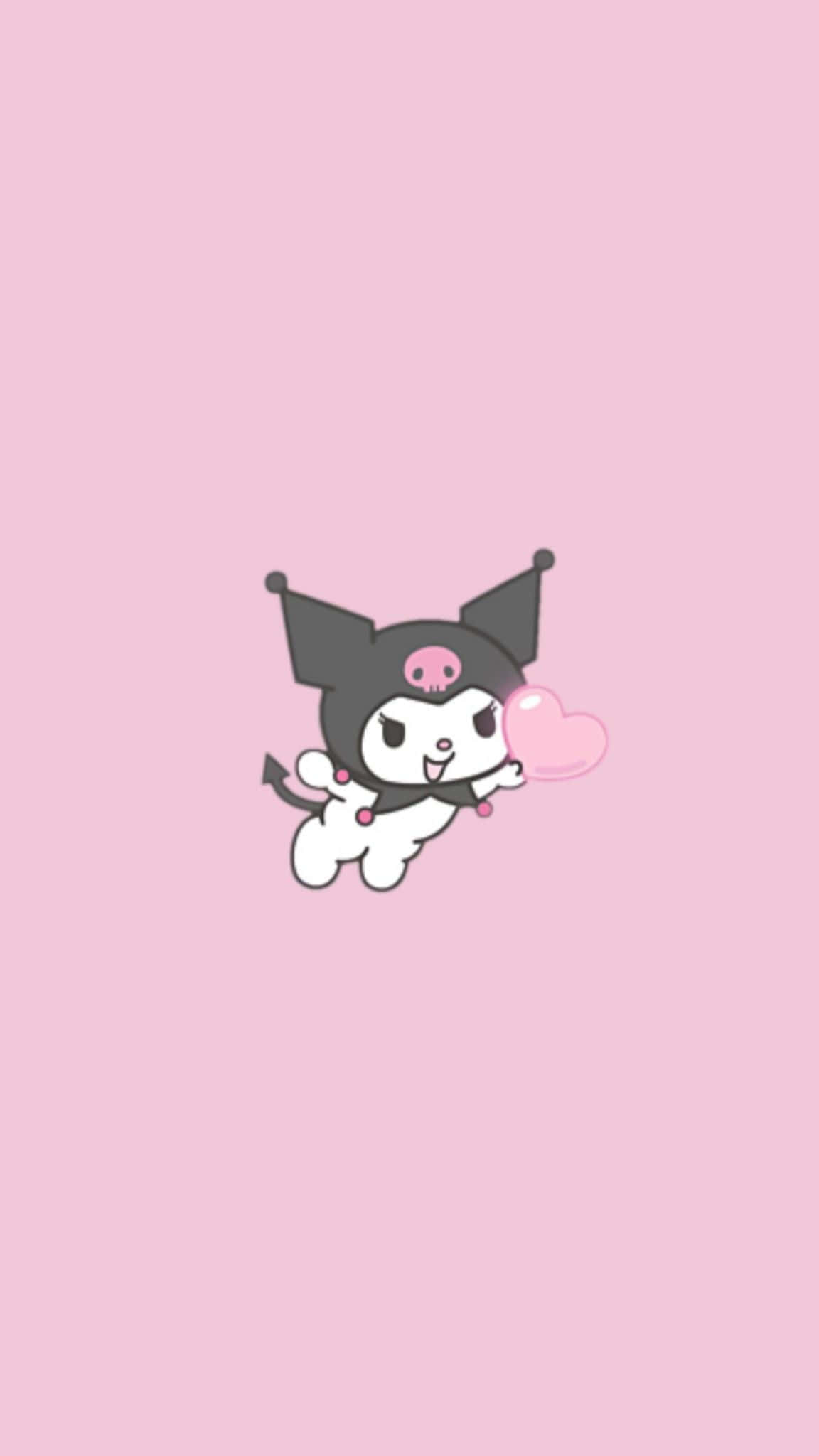 Kuromi Aesthetic, black hood, pink heart, Full HD Phone Wallpaper