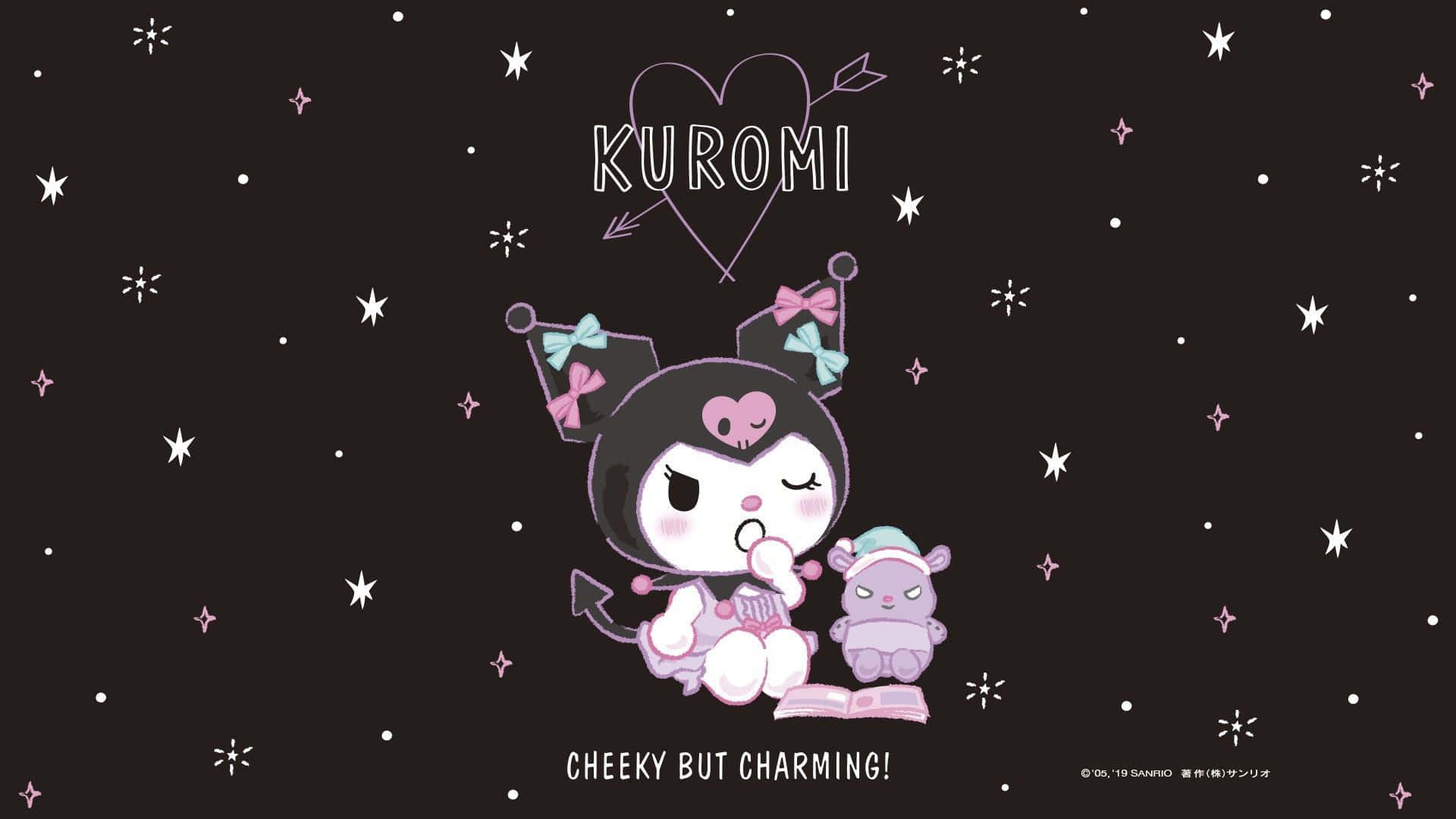 Kuromi, black cat, bows, Full HD Desktop Wallpaper