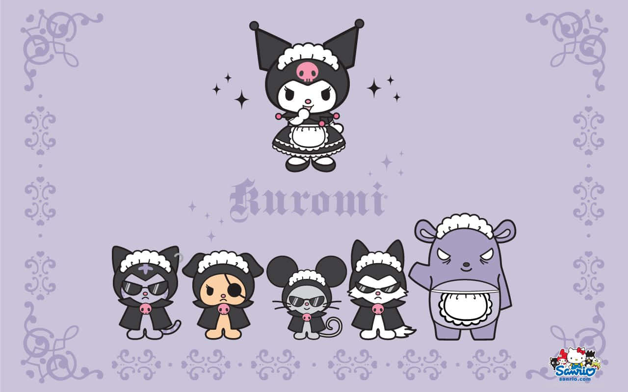 Kuromi, maid outfits, lavender background, HD Desktop Wallpaper